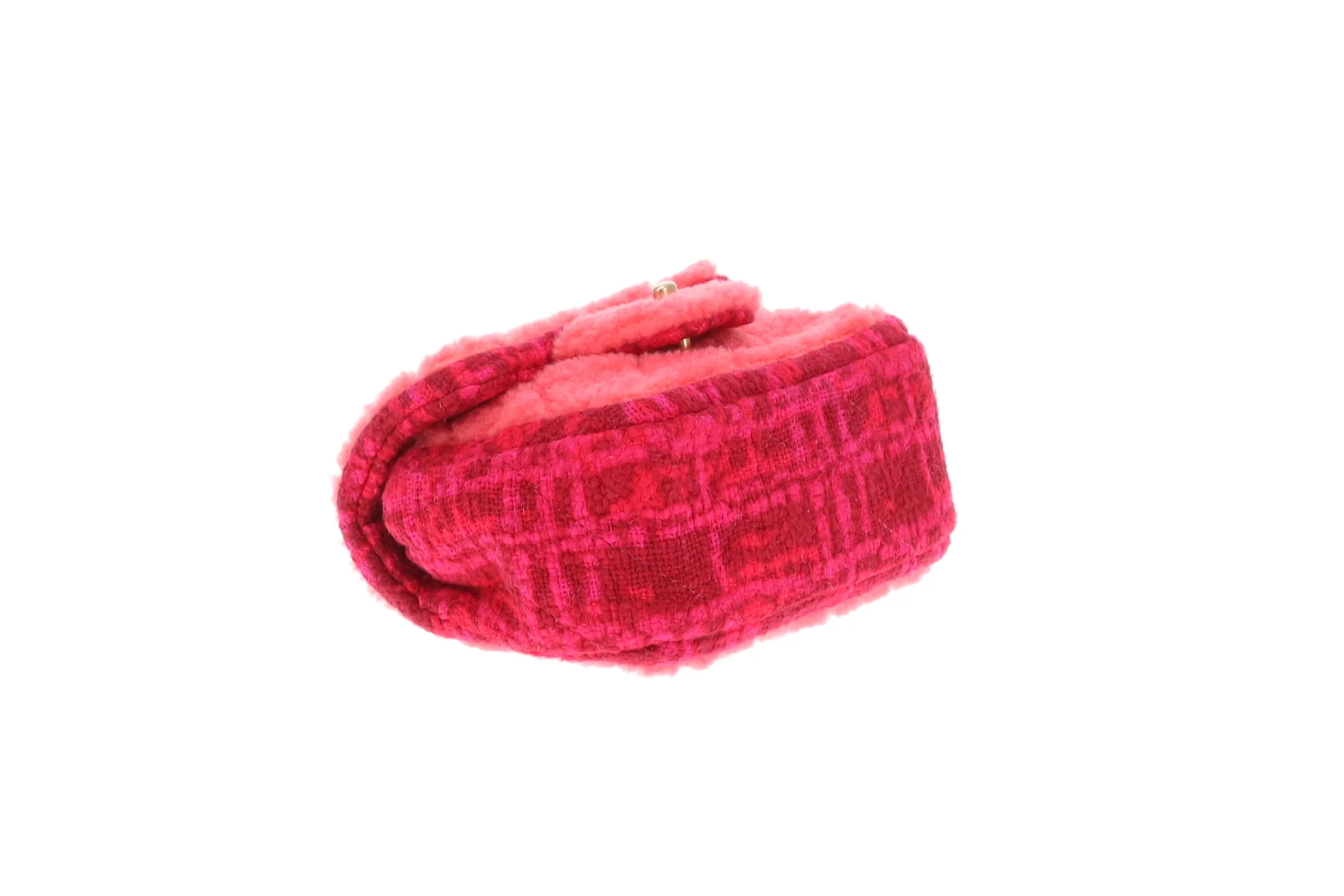 Chanel Classic Mini Square Pink Shearling and Tweed 2020 - Image 11