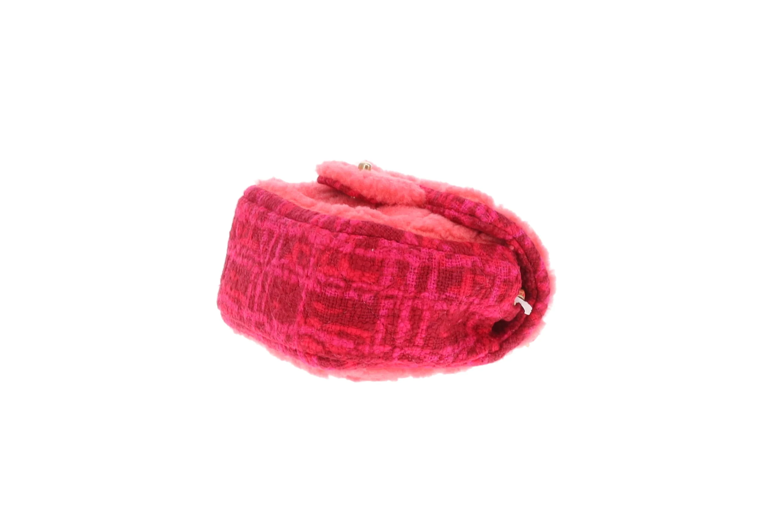 Chanel Classic Mini Square Pink Shearling and Tweed 2020 - Image 12
