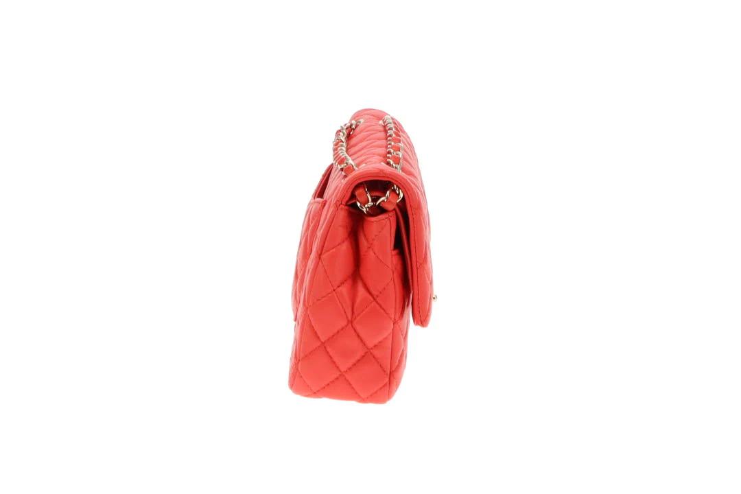 Chanel Classic Medium Double Flap Coral Red Lambskin SH 2008/09 - Image 11