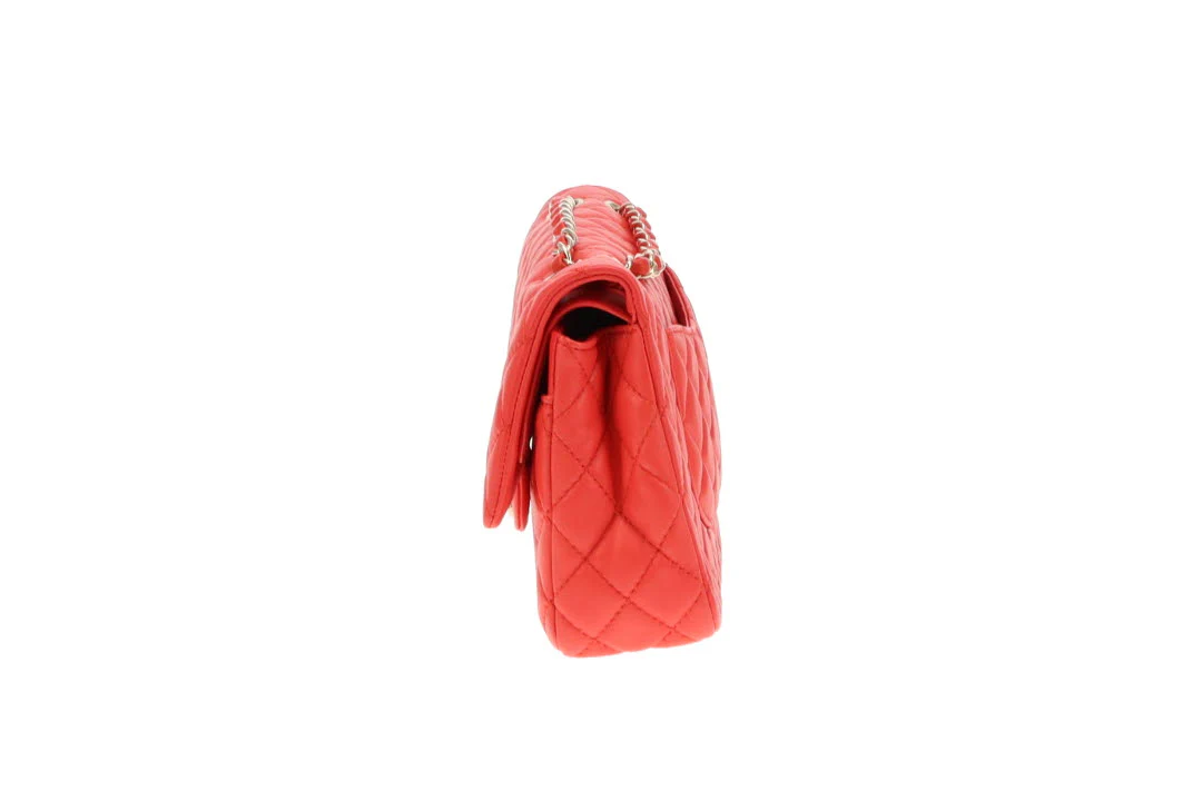 Chanel Classic Medium Double Flap Coral Red Lambskin SH 2008/09 - Image 13