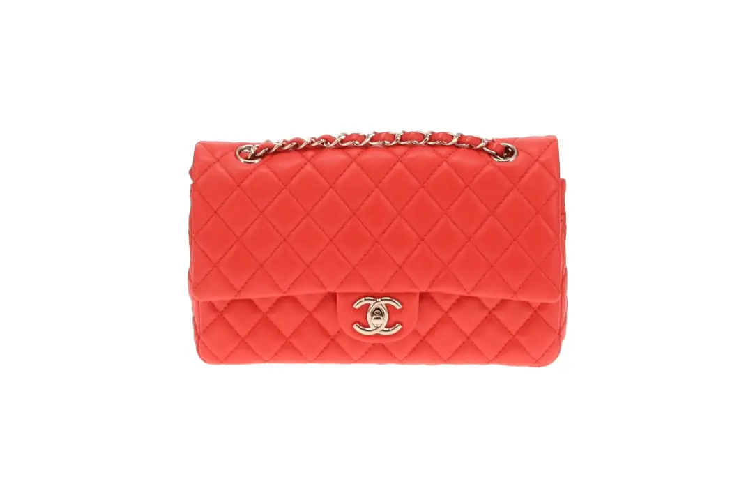 Chanel Classic Medium Double Flap Coral Red Lambskin SH 2008/09 - Image 5