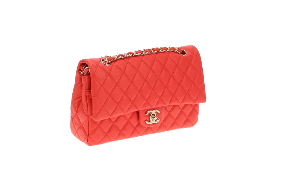 Chanel Classic Medium Double Flap Coral Red Lambskin SH 2008/09 - Image 6