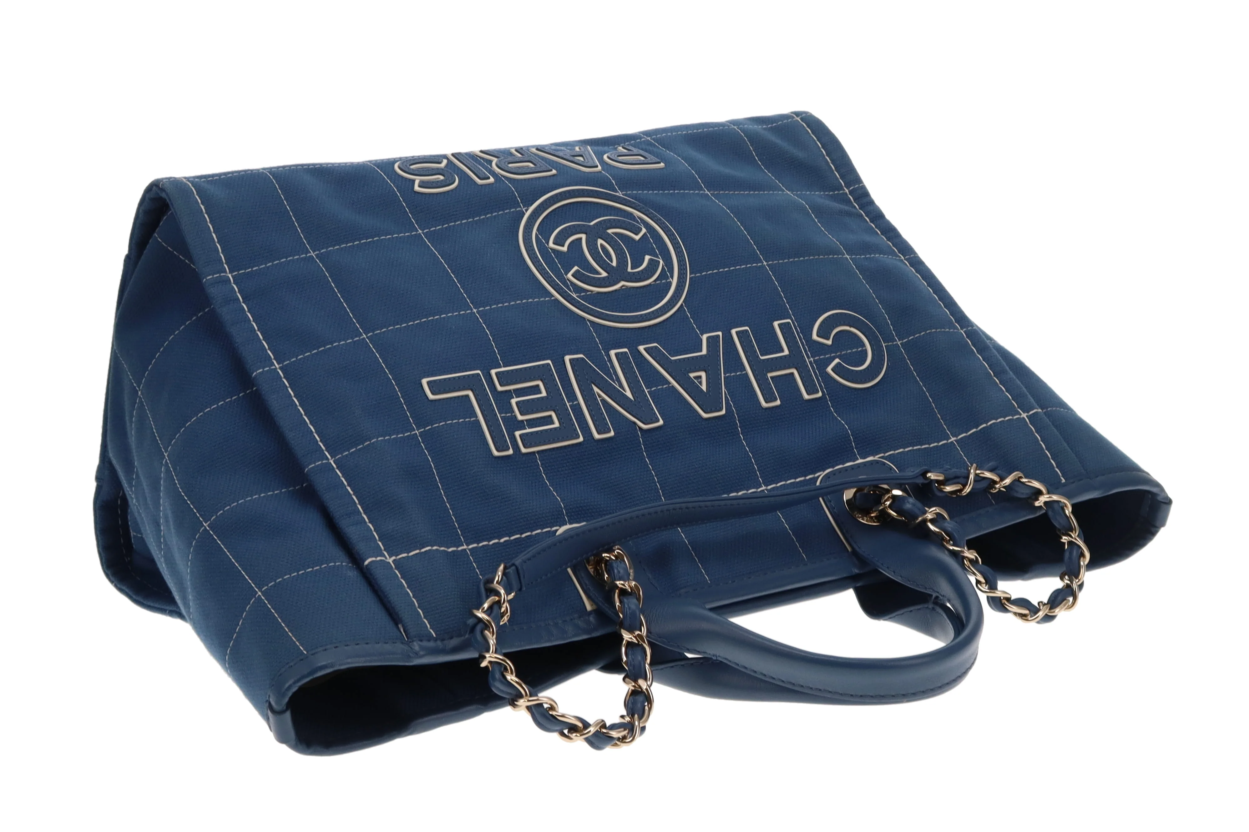 Chanel Deauville Large Denim Blue Shopping Tote 2023 - Image 11