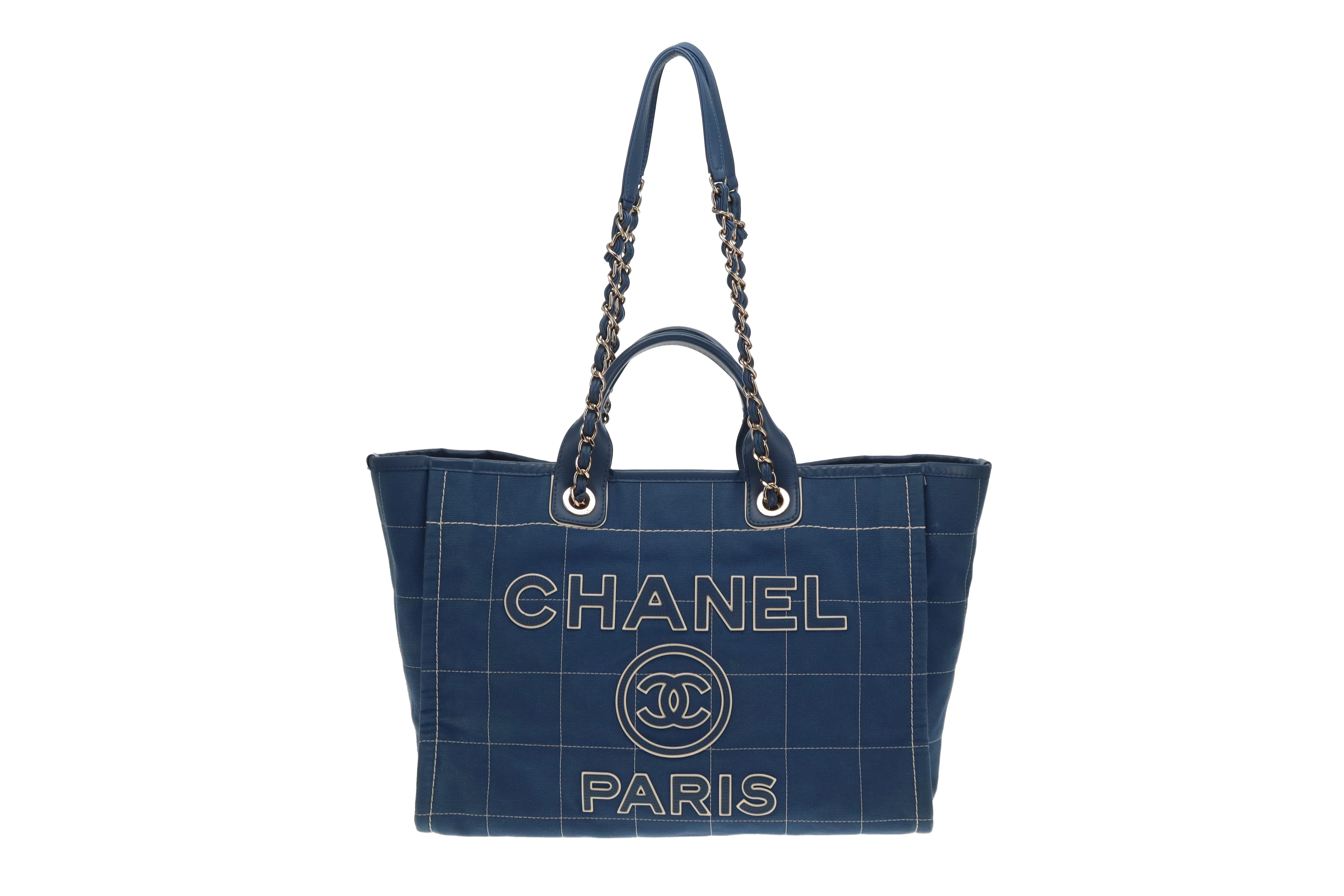 Chanel Deauville Large Denim Blue Shopping Tote 2023 - Image 3