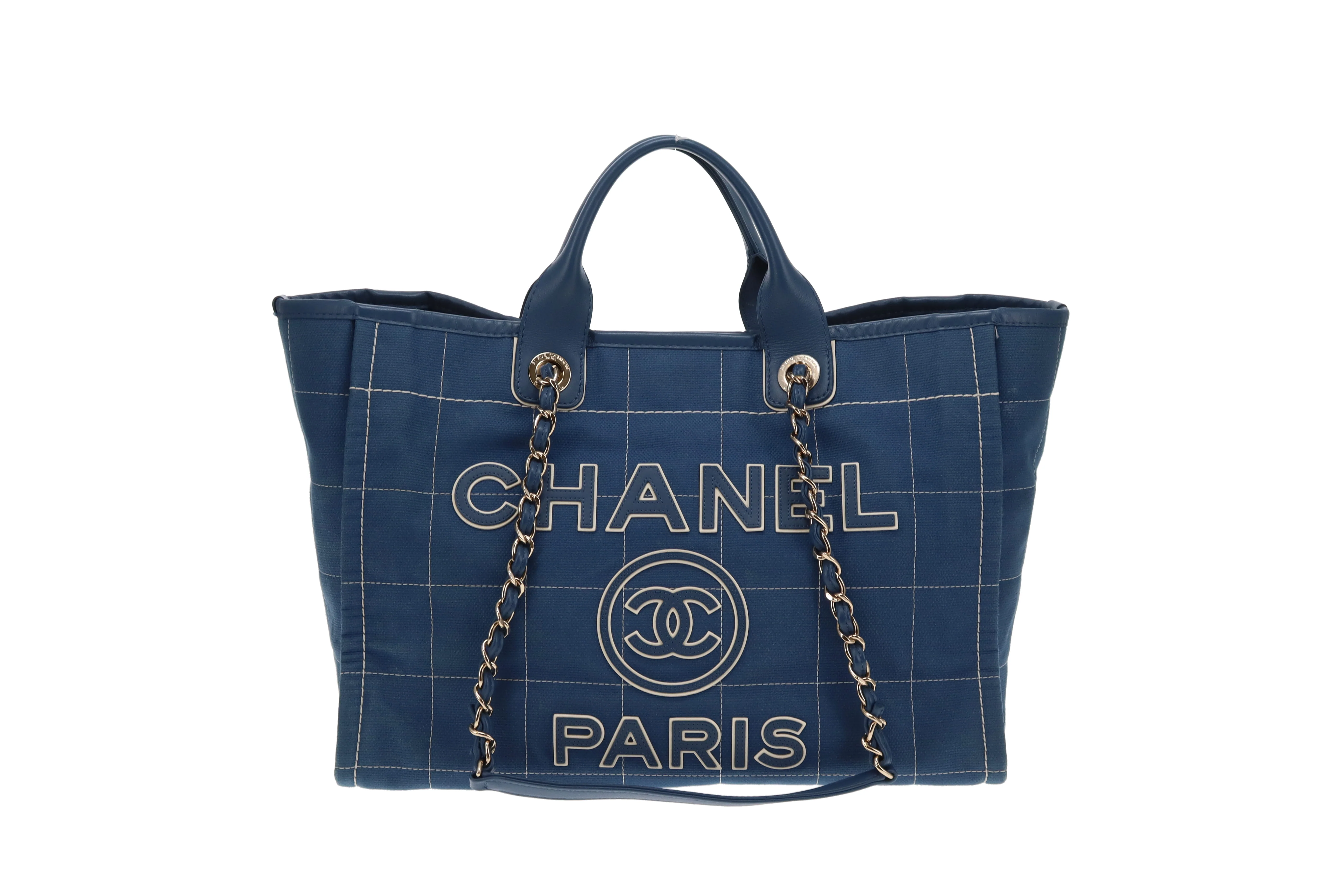 Chanel Deauville Large Denim Blue Shopping Tote 2023 - Image 4