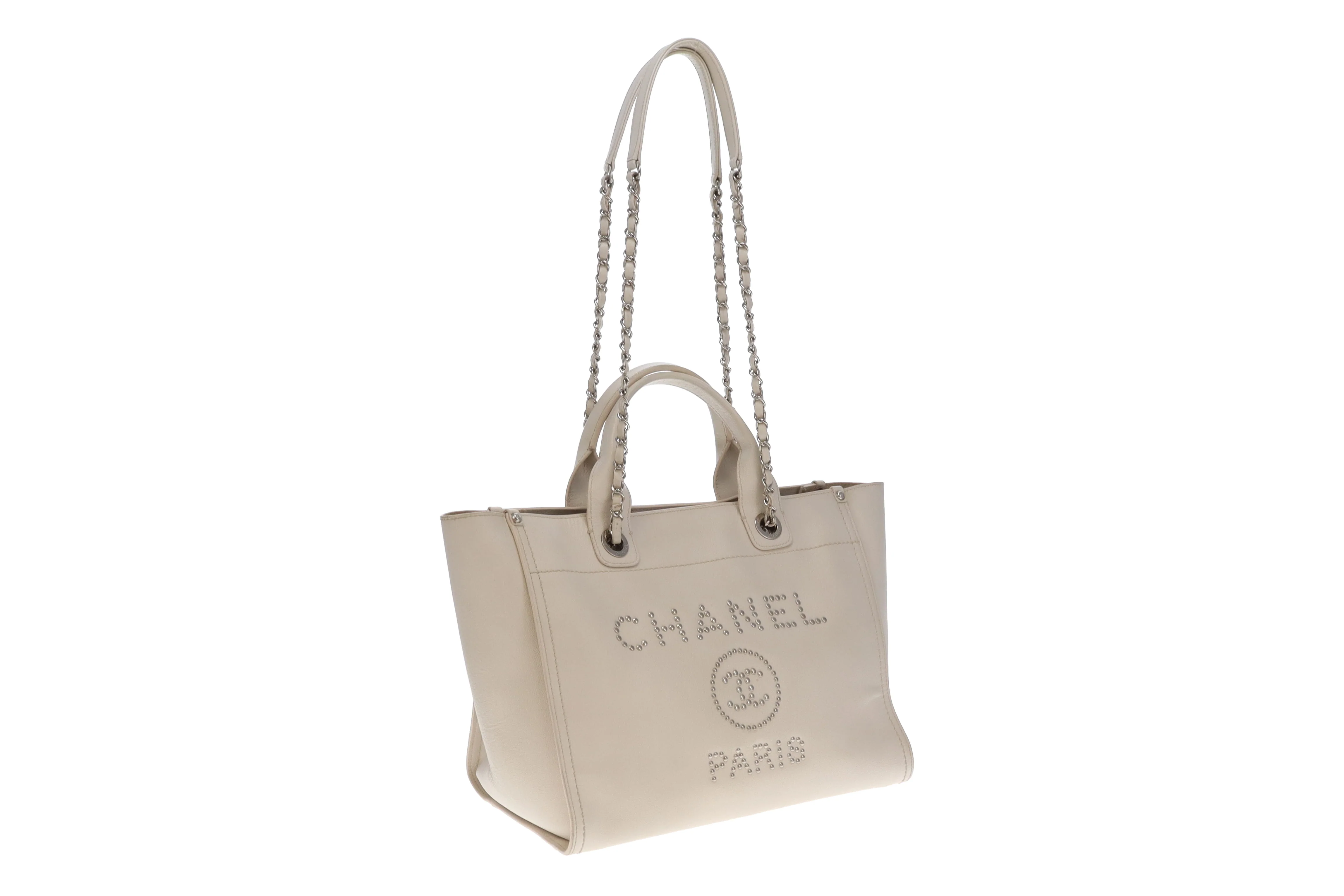 Chanel Deauville Tote Bag Small Cream Caviar 2018 - Image 6
