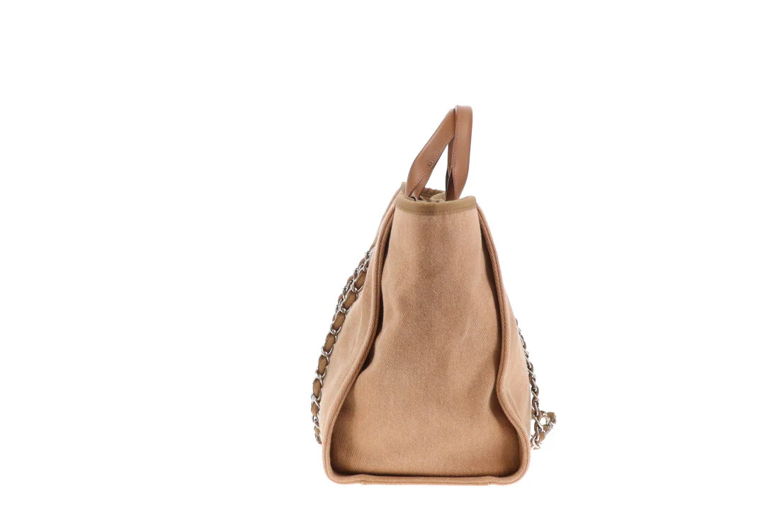 Chanel Deauville Tote Beige With Sequin Logo 23 Series - Image 12
