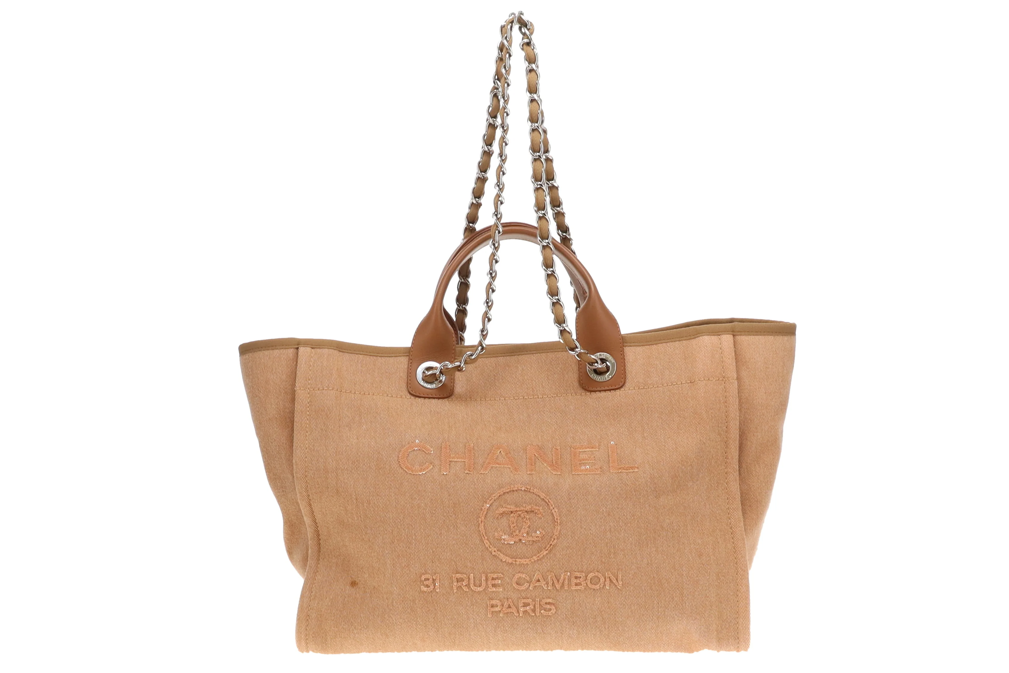 Chanel Deauville Tote Beige With Sequin Logo 23 Series - Image 4