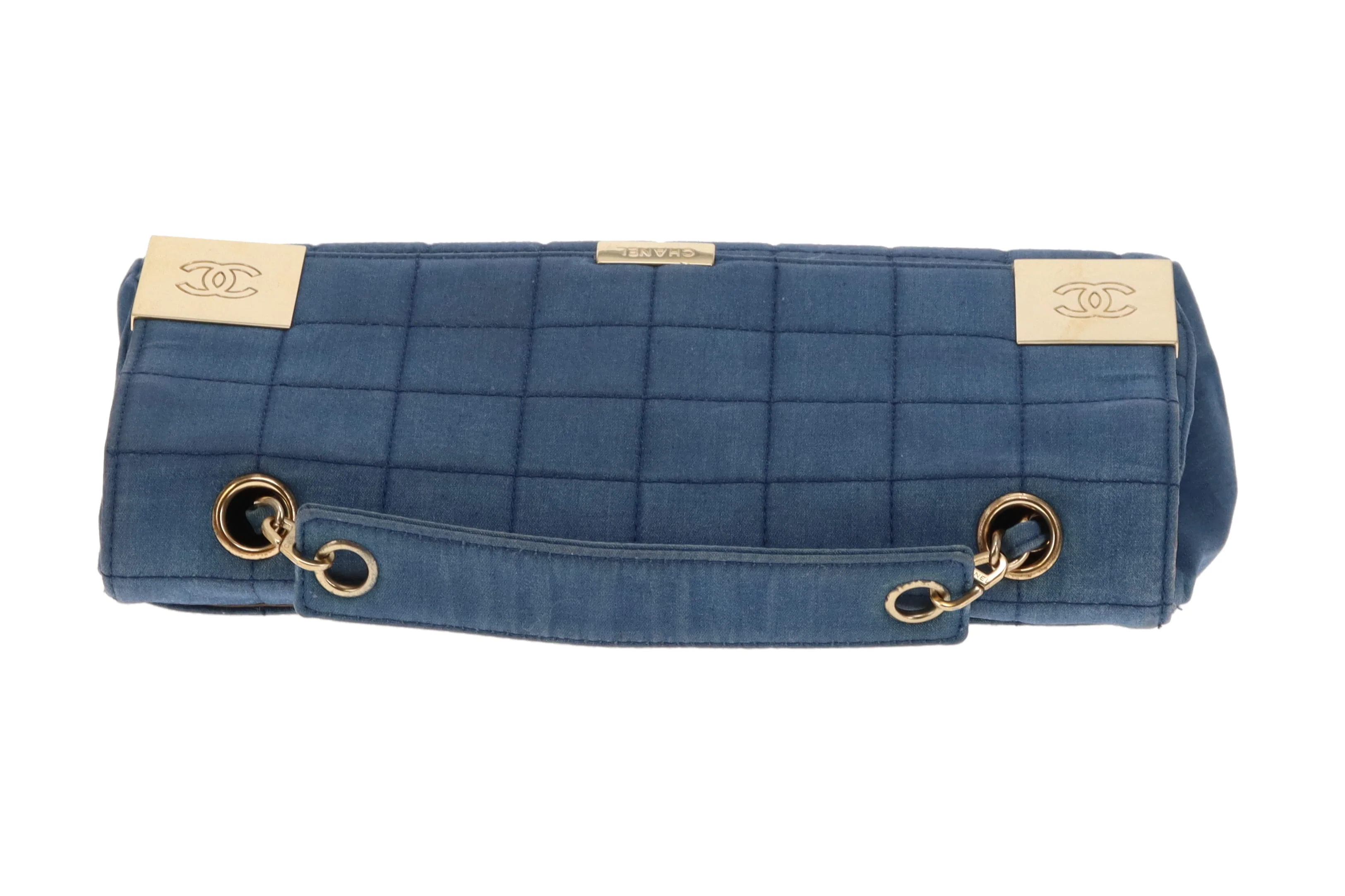 Chanel Denim Flap Bag In Square Quilt & Gold Hardware Vintage - Image 10