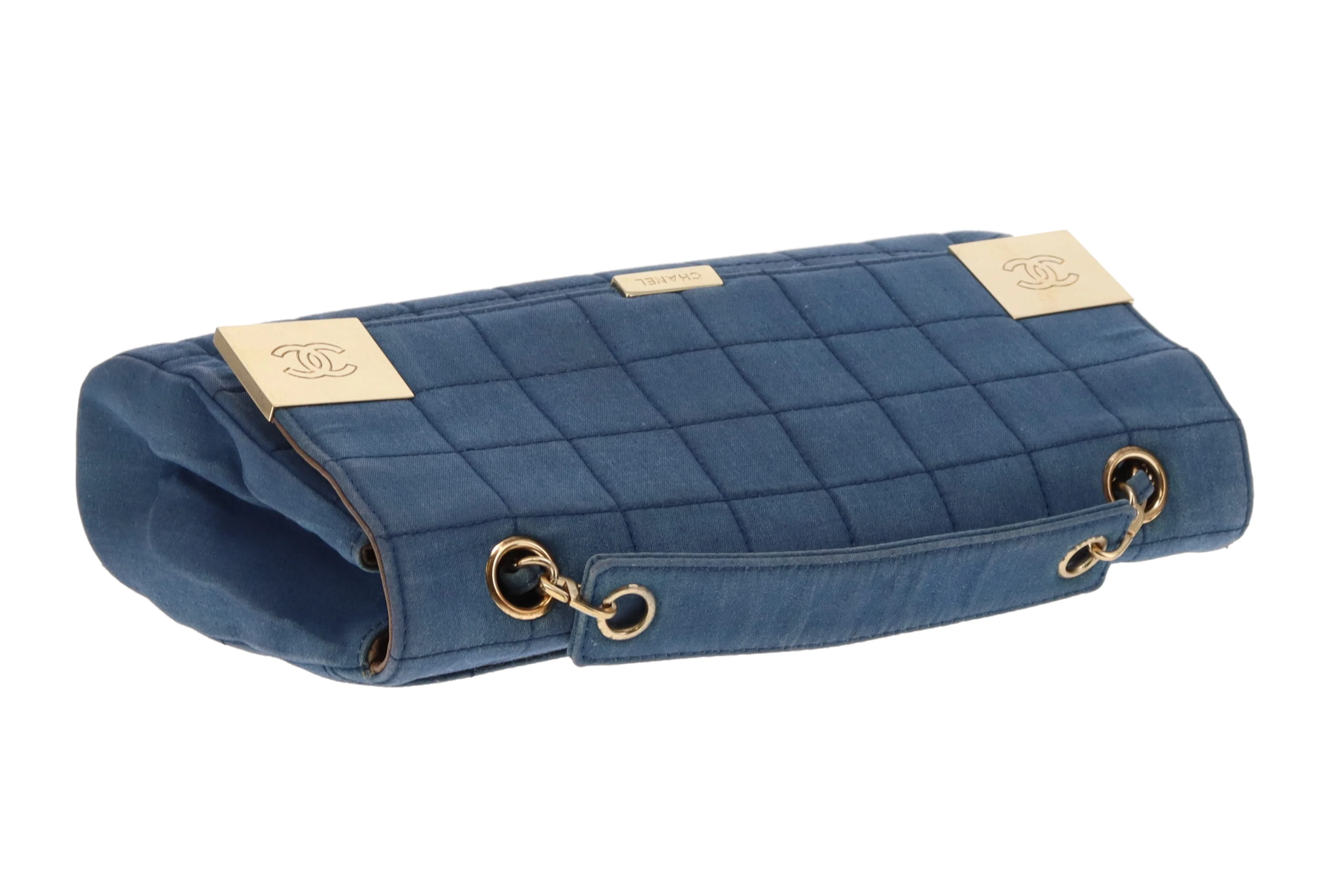 Chanel Denim Flap Bag In Square Quilt & Gold Hardware Vintage - Image 11