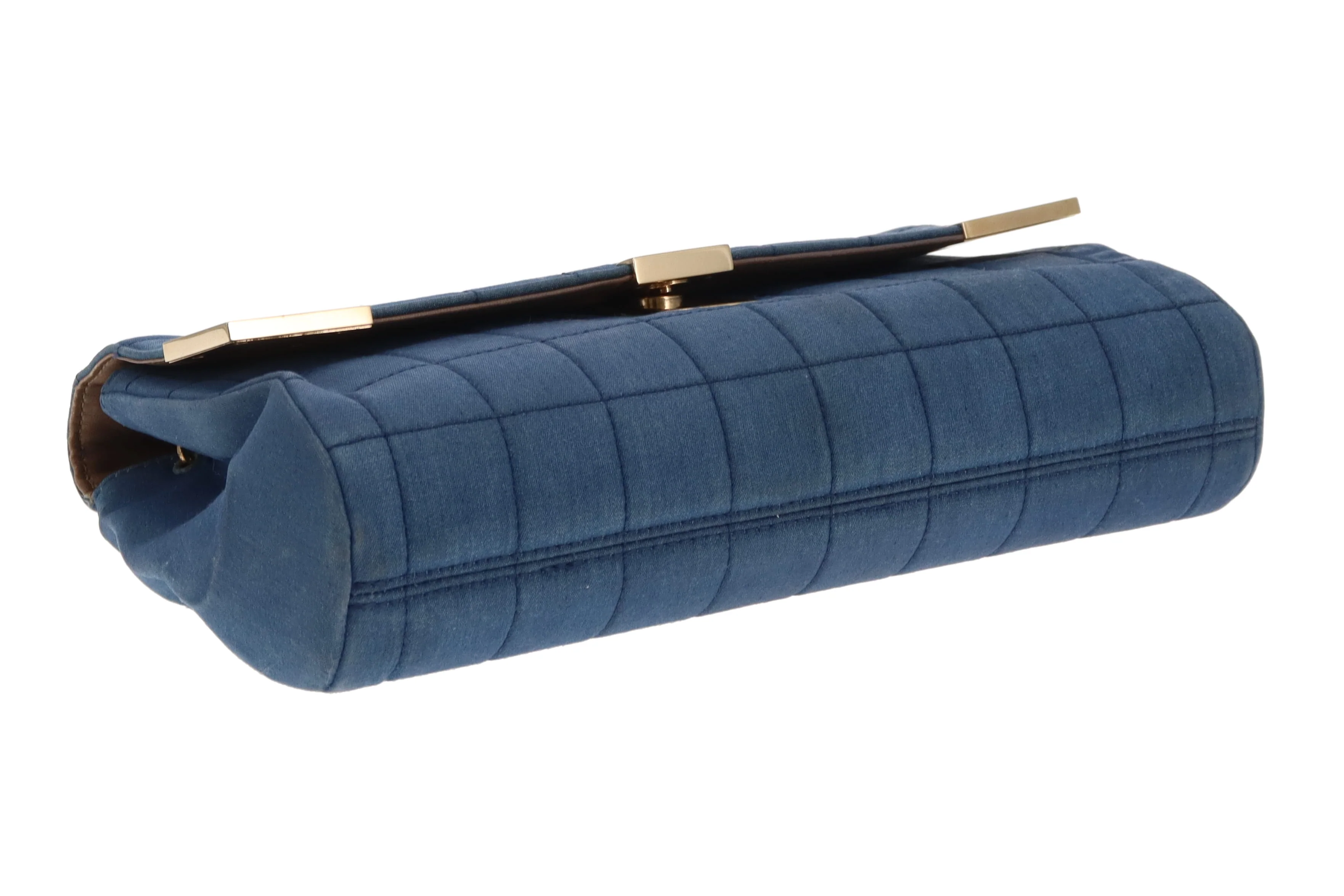 Chanel Denim Flap Bag In Square Quilt & Gold Hardware Vintage - Image 13