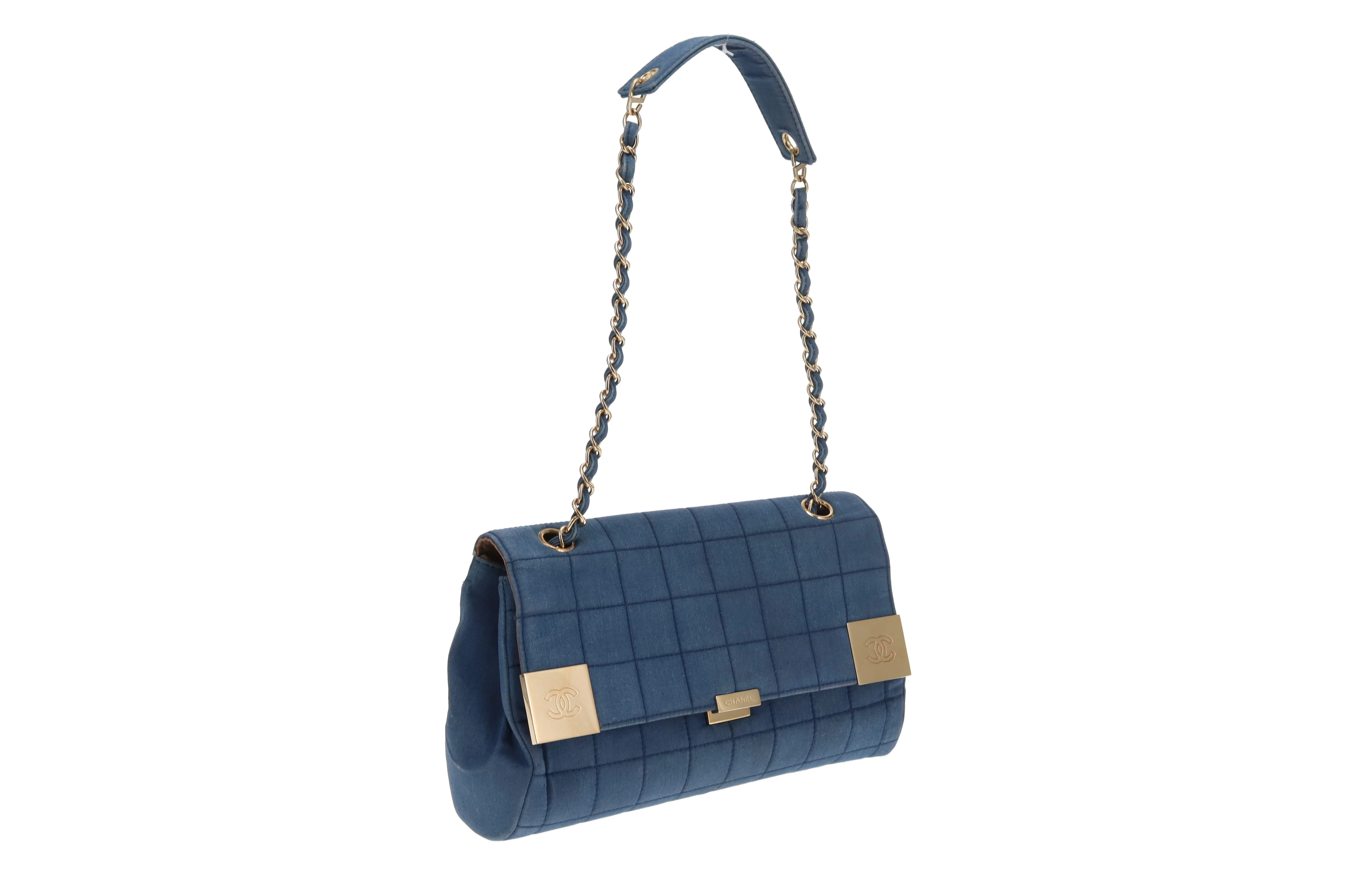Chanel Denim Flap Bag In Square Quilt & Gold Hardware Vintage - Image 6