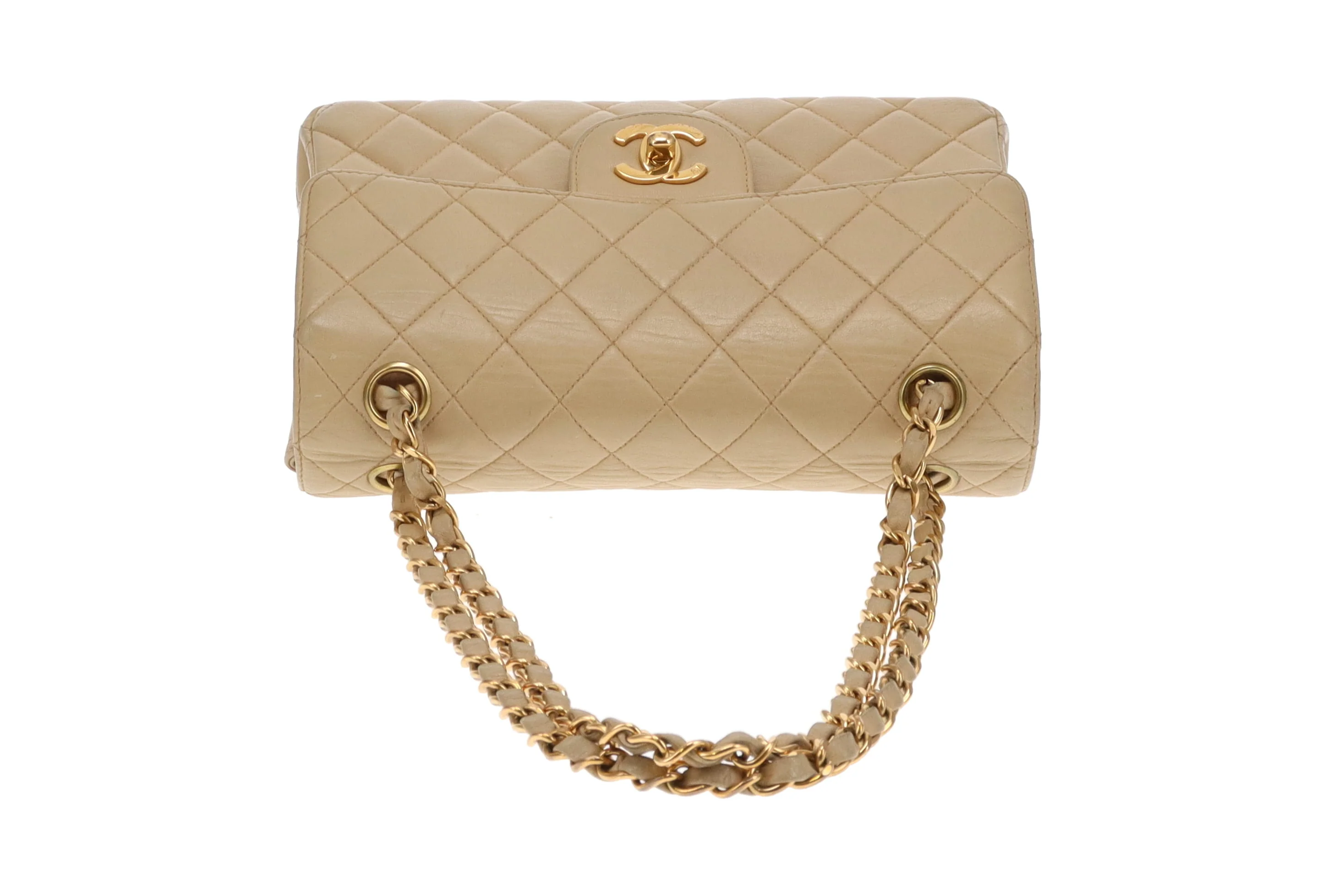 Chanel Double Sided Classic Flap In Beige Lambskin Leather And Gold Hardware Vintage 1996/97 - Image 10