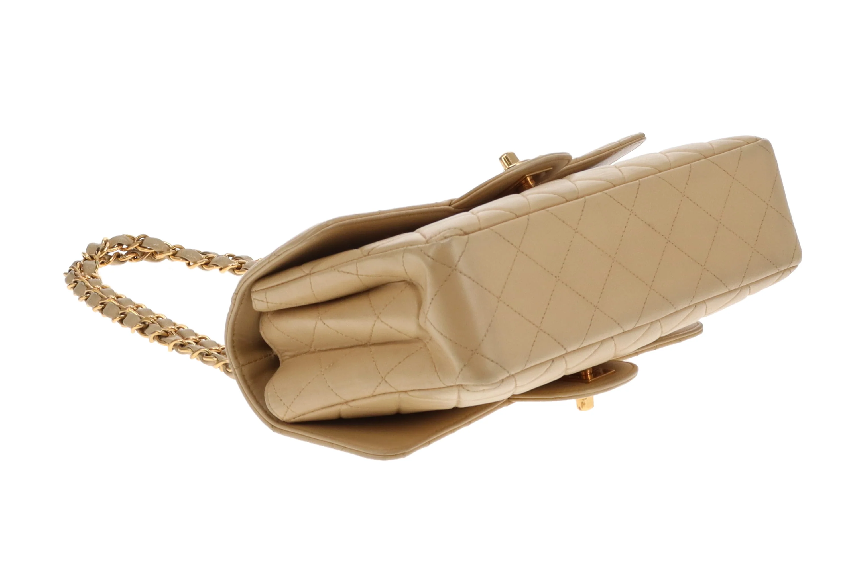Chanel Double Sided Classic Flap In Beige Lambskin Leather And Gold Hardware Vintage 1996/97 - Image 13