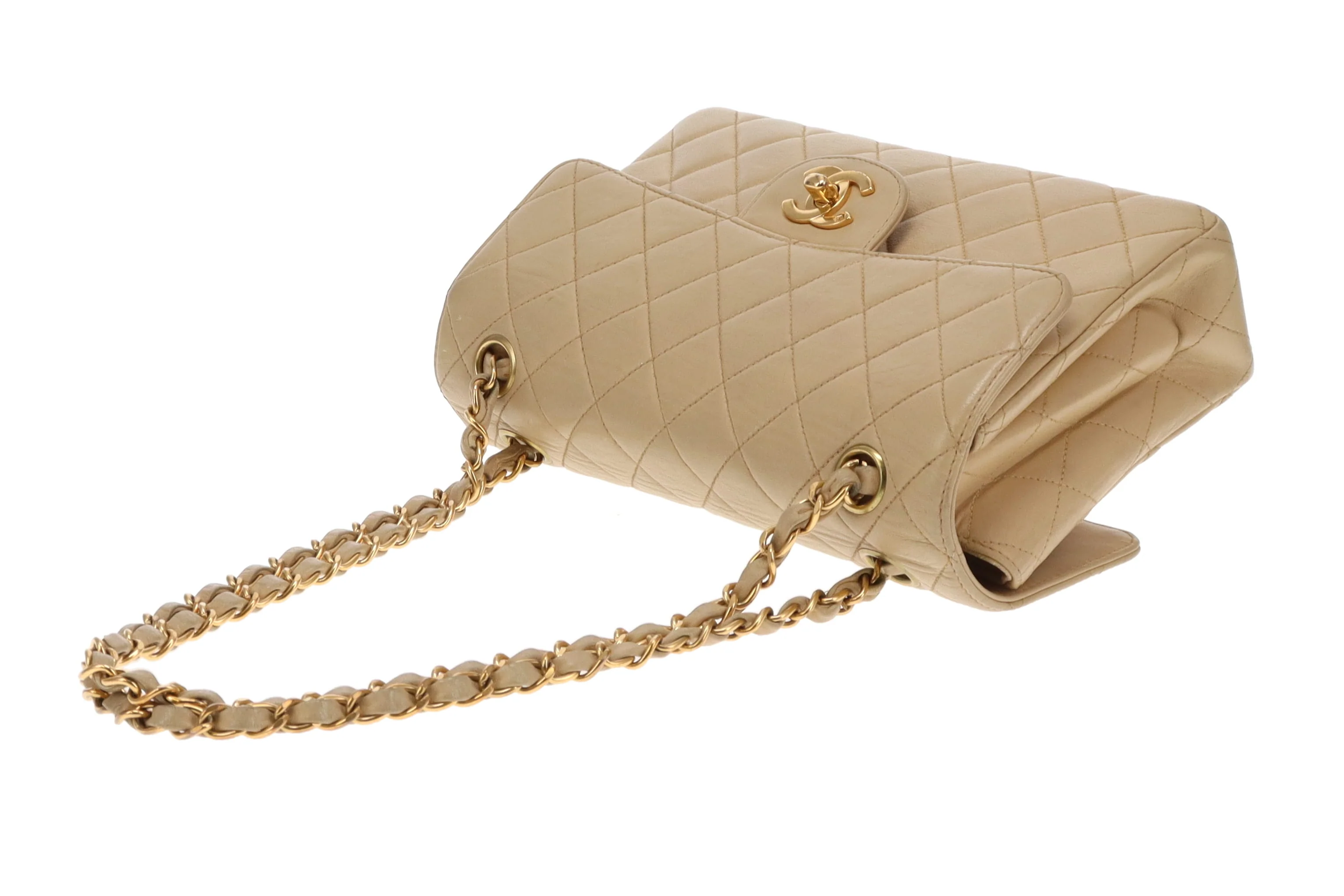 Chanel Double Sided Classic Flap In Beige Lambskin Leather And Gold Hardware Vintage 1996/97 - Image 14