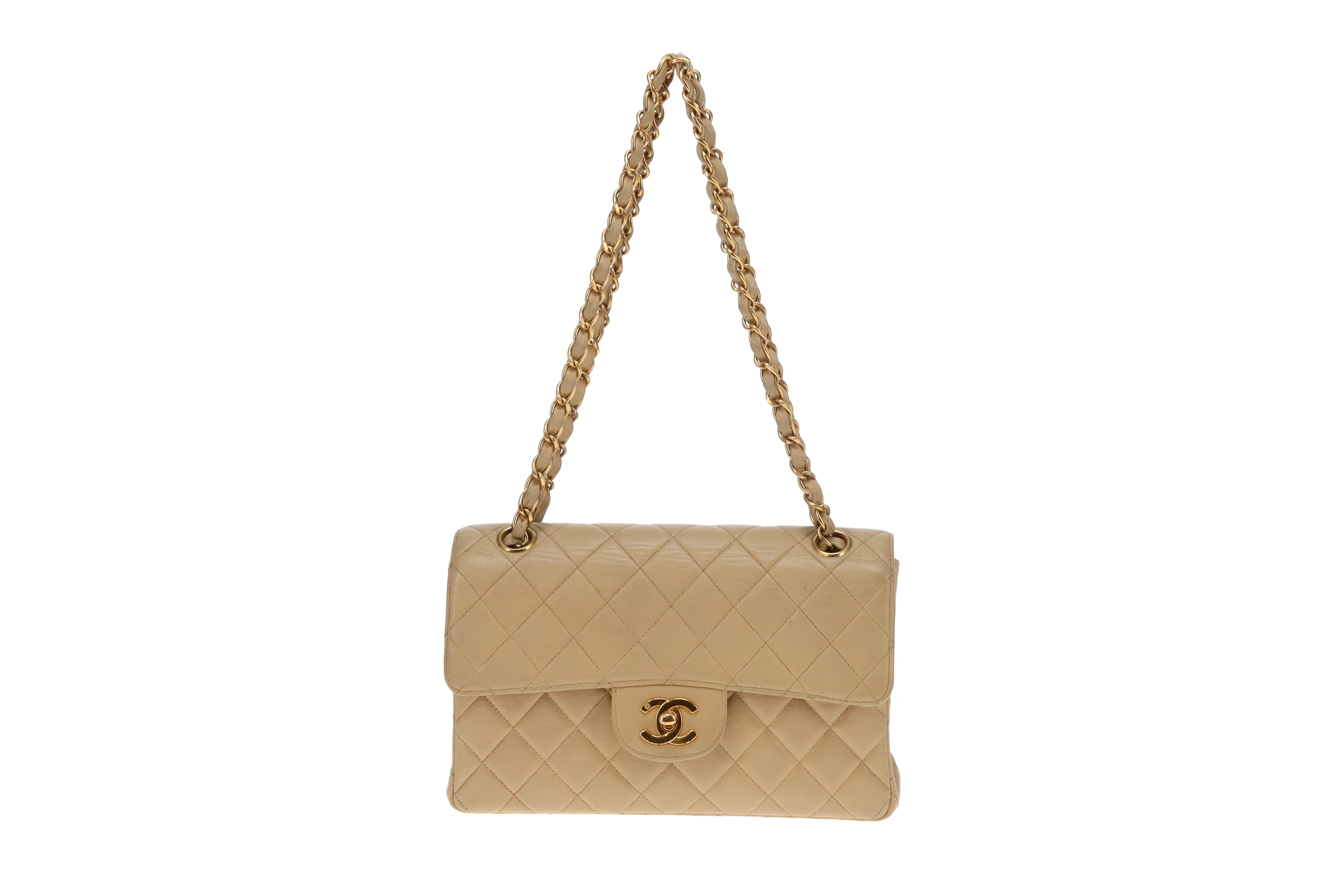 Chanel Double Sided Classic Flap In Beige Lambskin Leather And Gold Hardware Vintage 1996/97 - Image 4