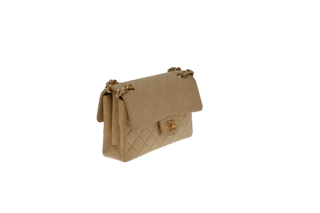 Chanel Double Sided Classic Flap In Beige Lambskin Leather And Gold Hardware Vintage 1996/97 - Image 5