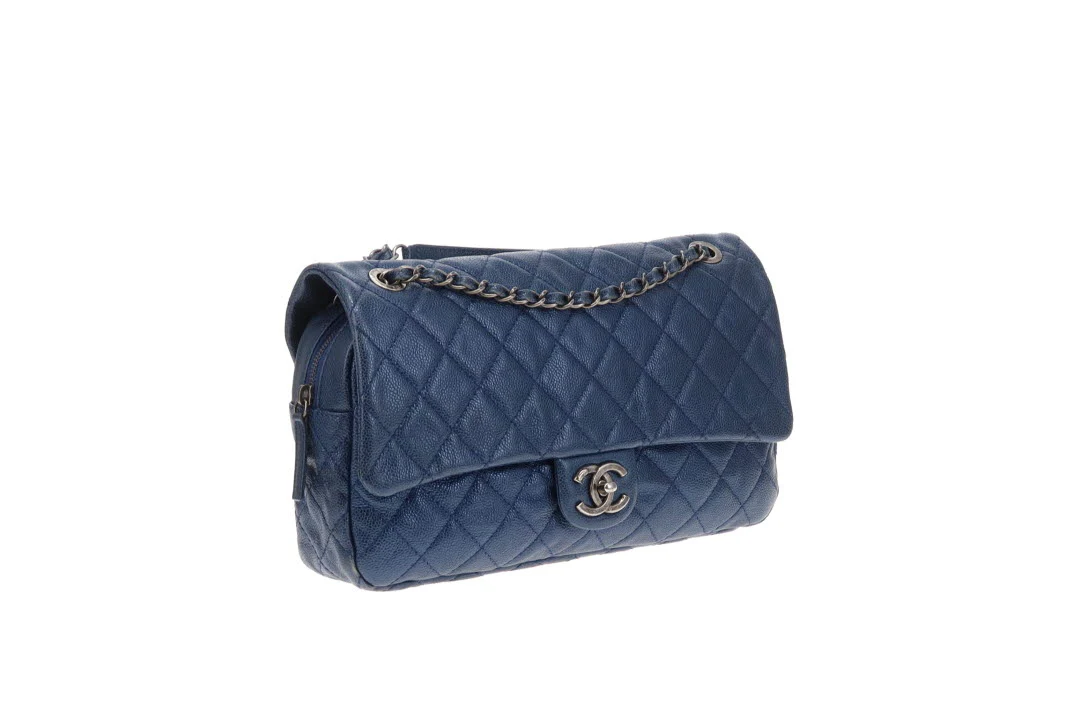 Chanel Easy Flap Metallic Blue Caviar 2012 - Image 5
