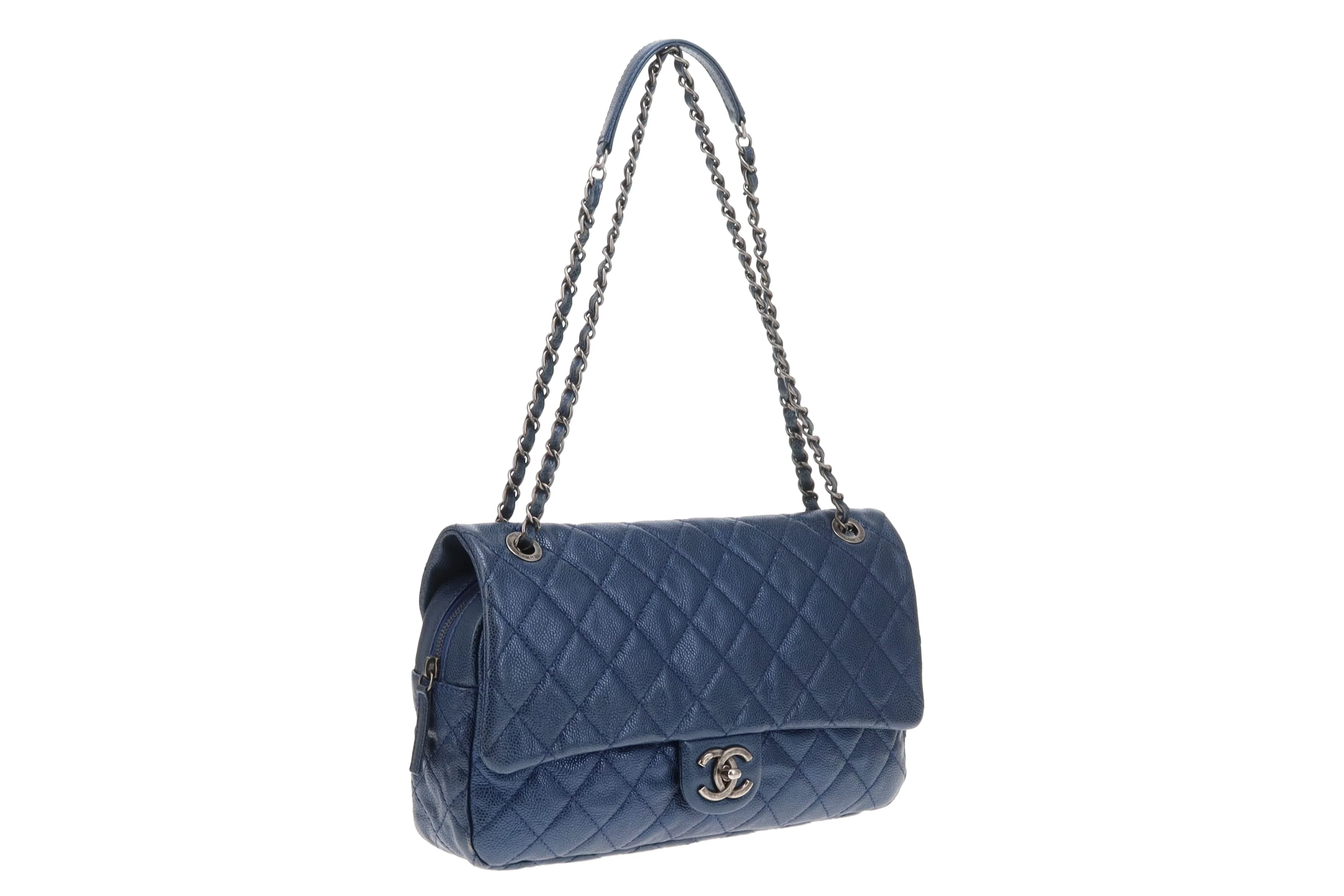Chanel Easy Flap Metallic Blue Caviar 2012 - Image 6
