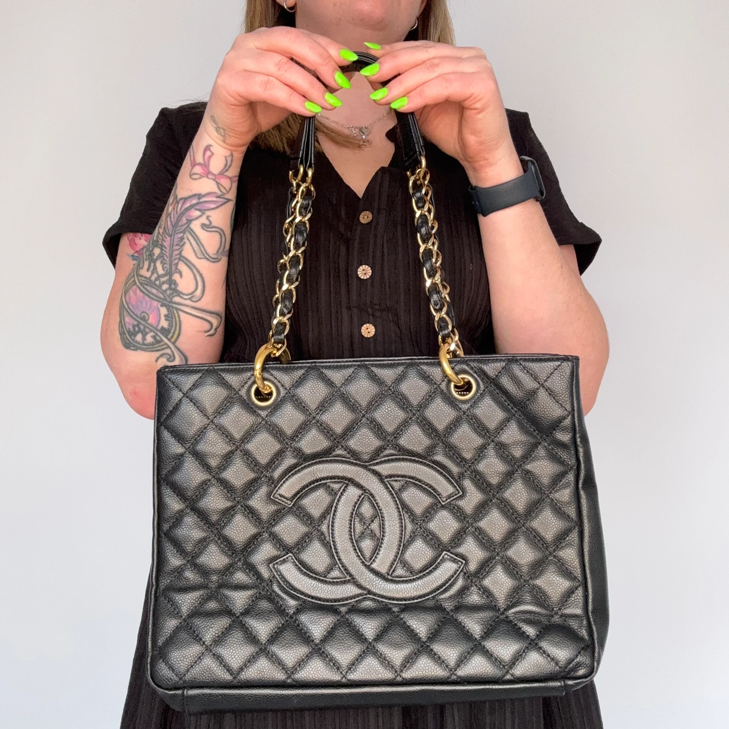 Chanel GST Grand Shopping Tote Black Caviar Leather 2008 - Image 3