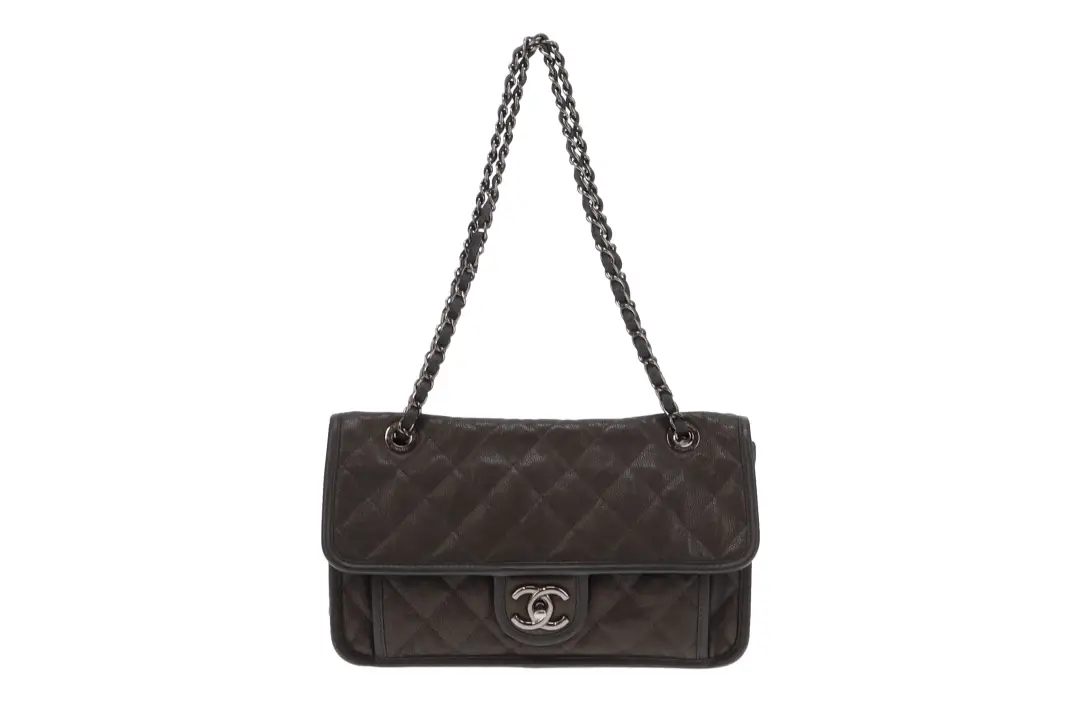 Chanel Grey Caviar French Riviera Medium Flap Bag 2014 - Image 3