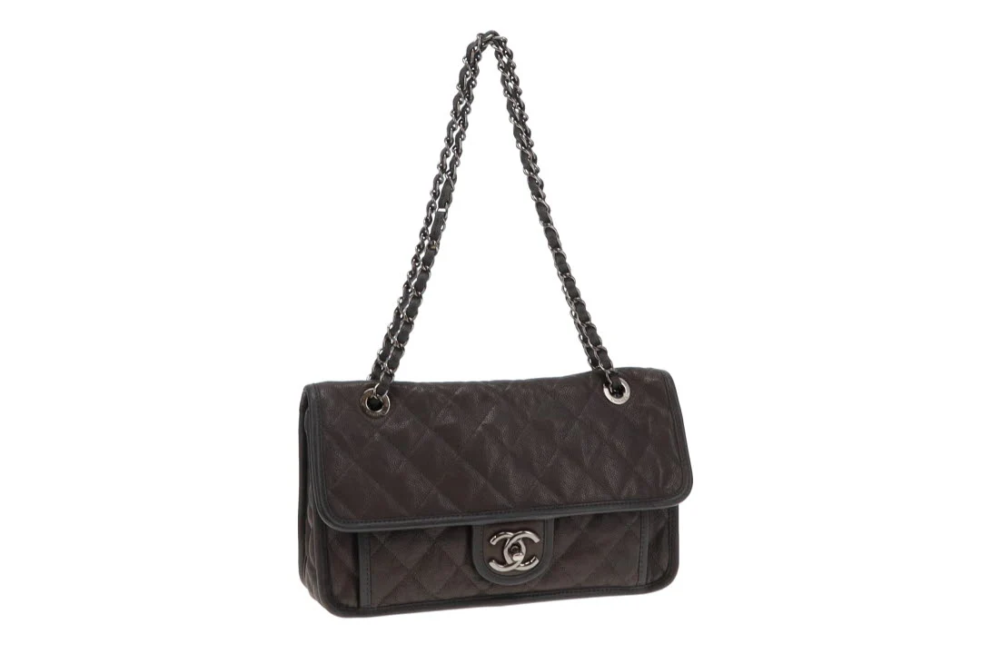 Chanel Grey Caviar French Riviera Medium Flap Bag 2014 - Image 5