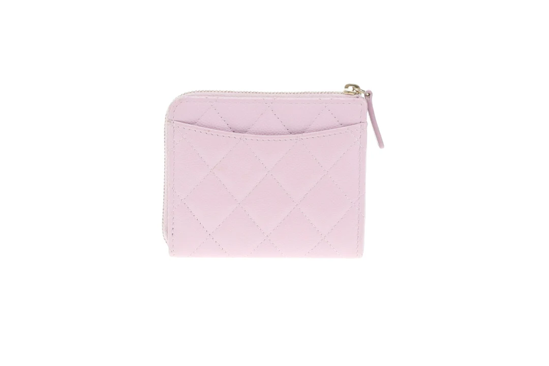Chanel Half Zip Pale Pink Caviar Timeless Wallet - Image 3