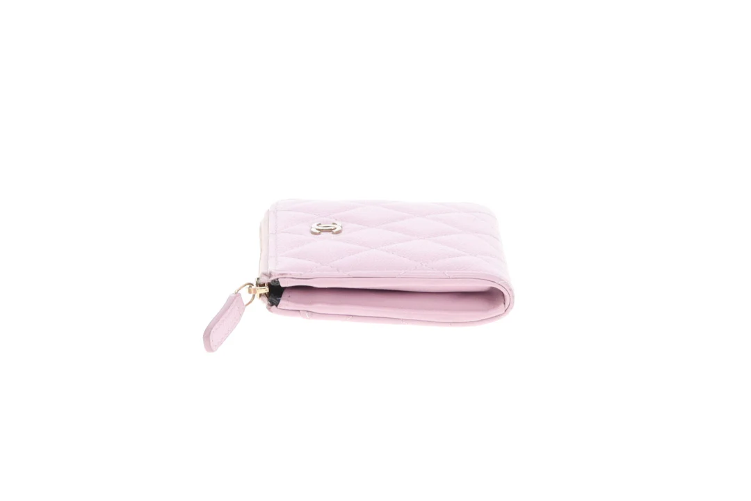 Chanel Half Zip Pale Pink Caviar Timeless Wallet - Image 4