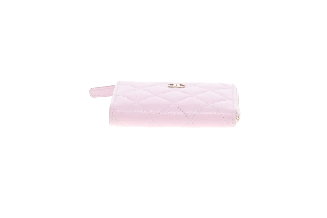 Chanel Half Zip Pale Pink Caviar Timeless Wallet - Image 6