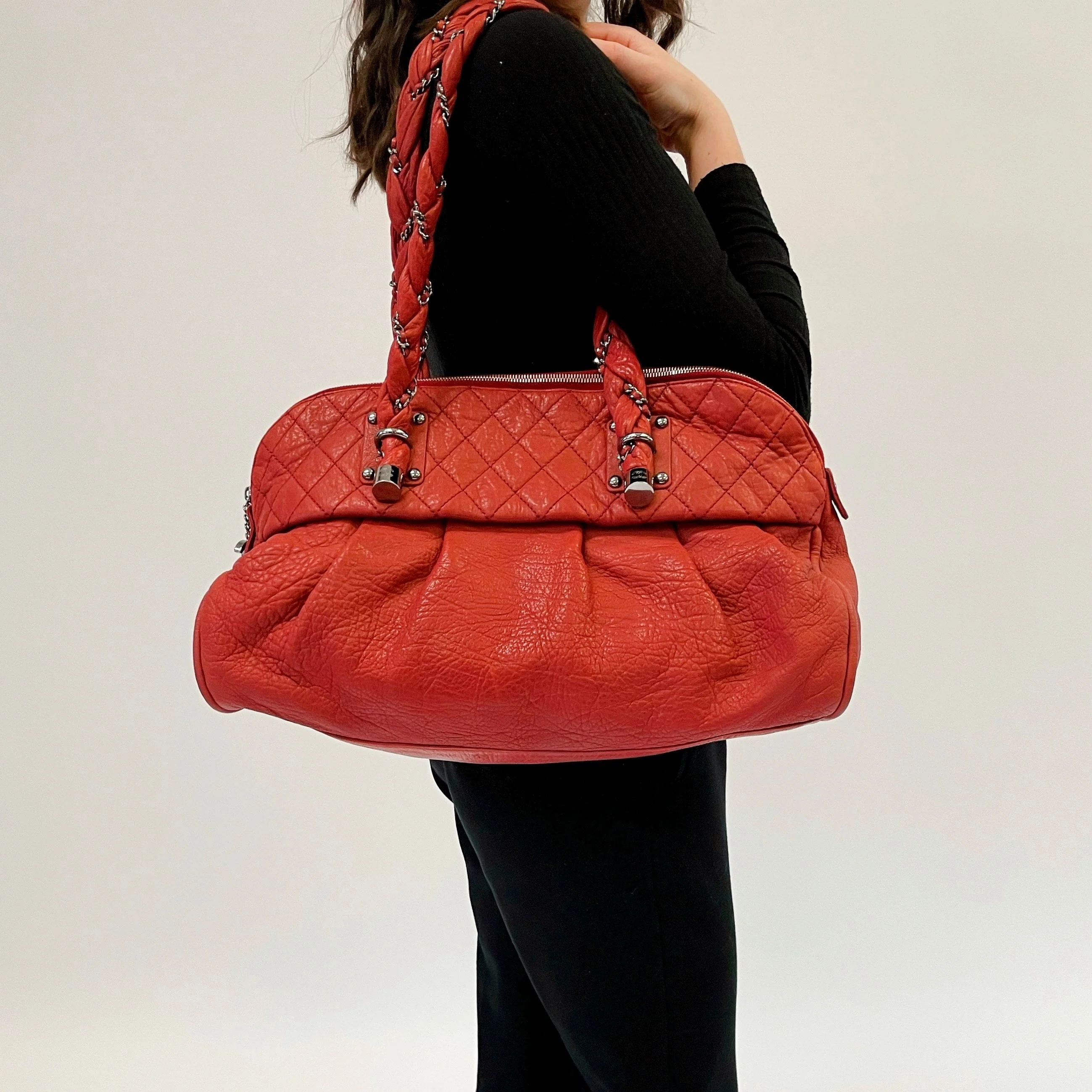 Chanel Lady Braid Large Shoulder Bag Red - Image 2