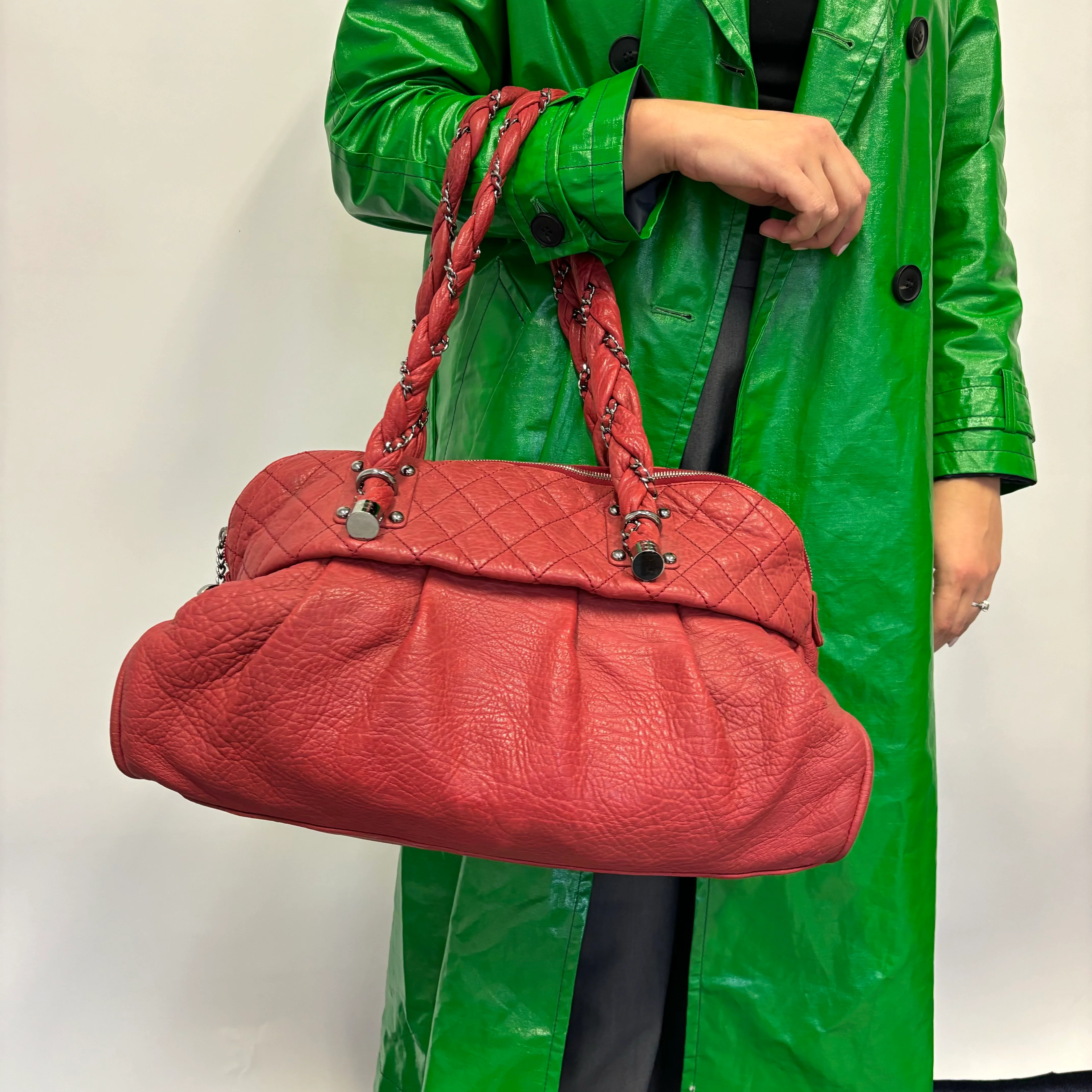Chanel Lady Braid Large Shoulder Bag Red - Image 3