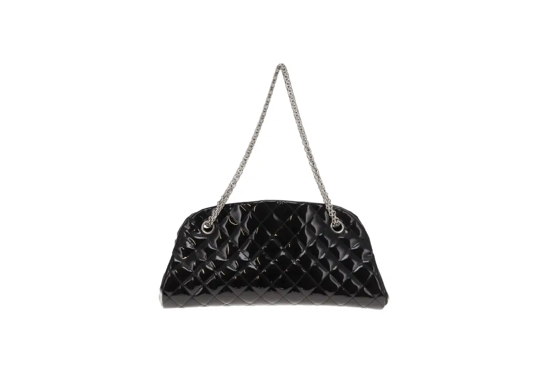 Chanel Mademoiselle Bowling Bag Black Patent Leather SHW 2011 - Image 3
