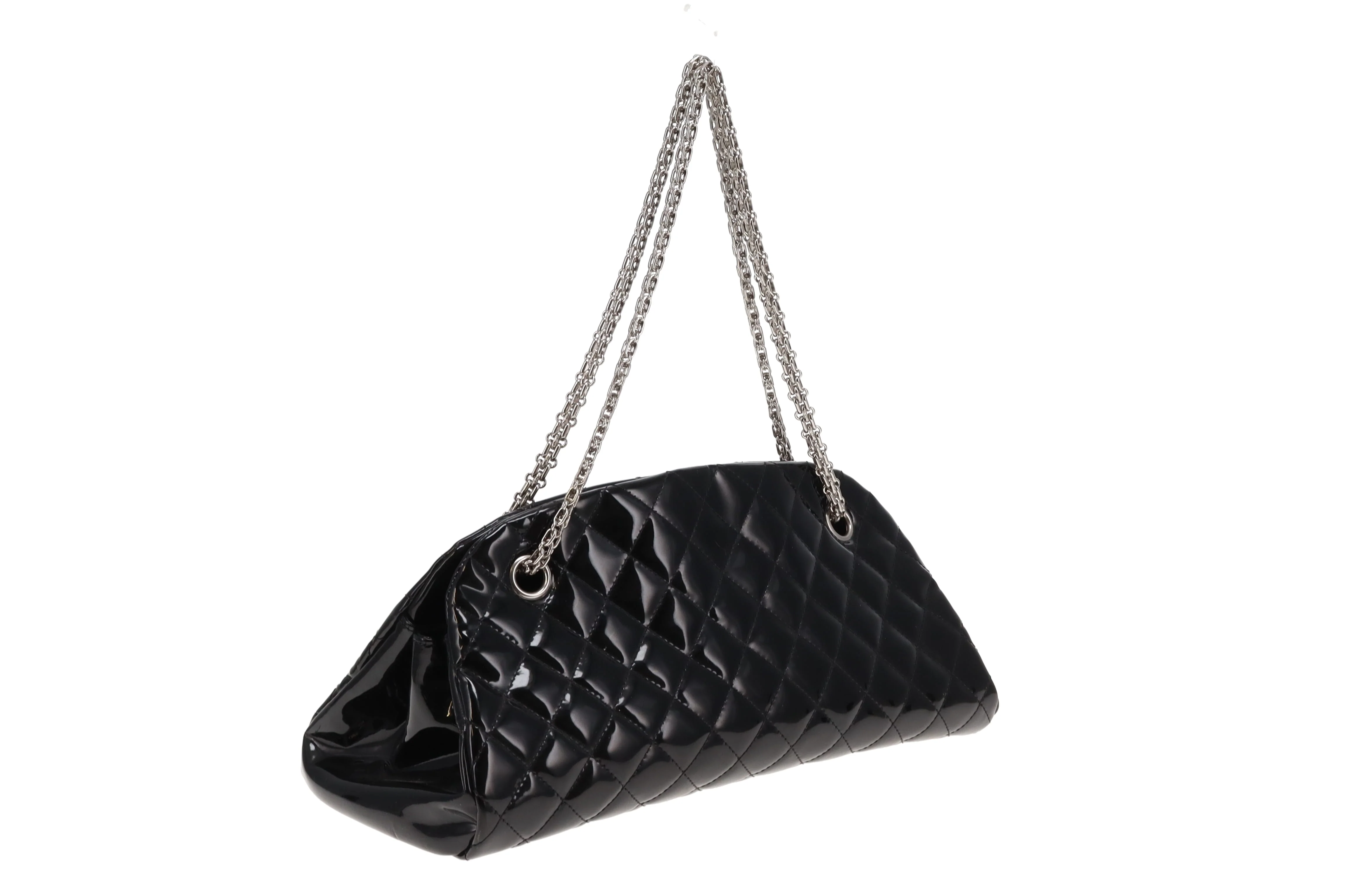 Chanel Mademoiselle Bowling Bag Black Patent Leather SHW 2011 - Image 4