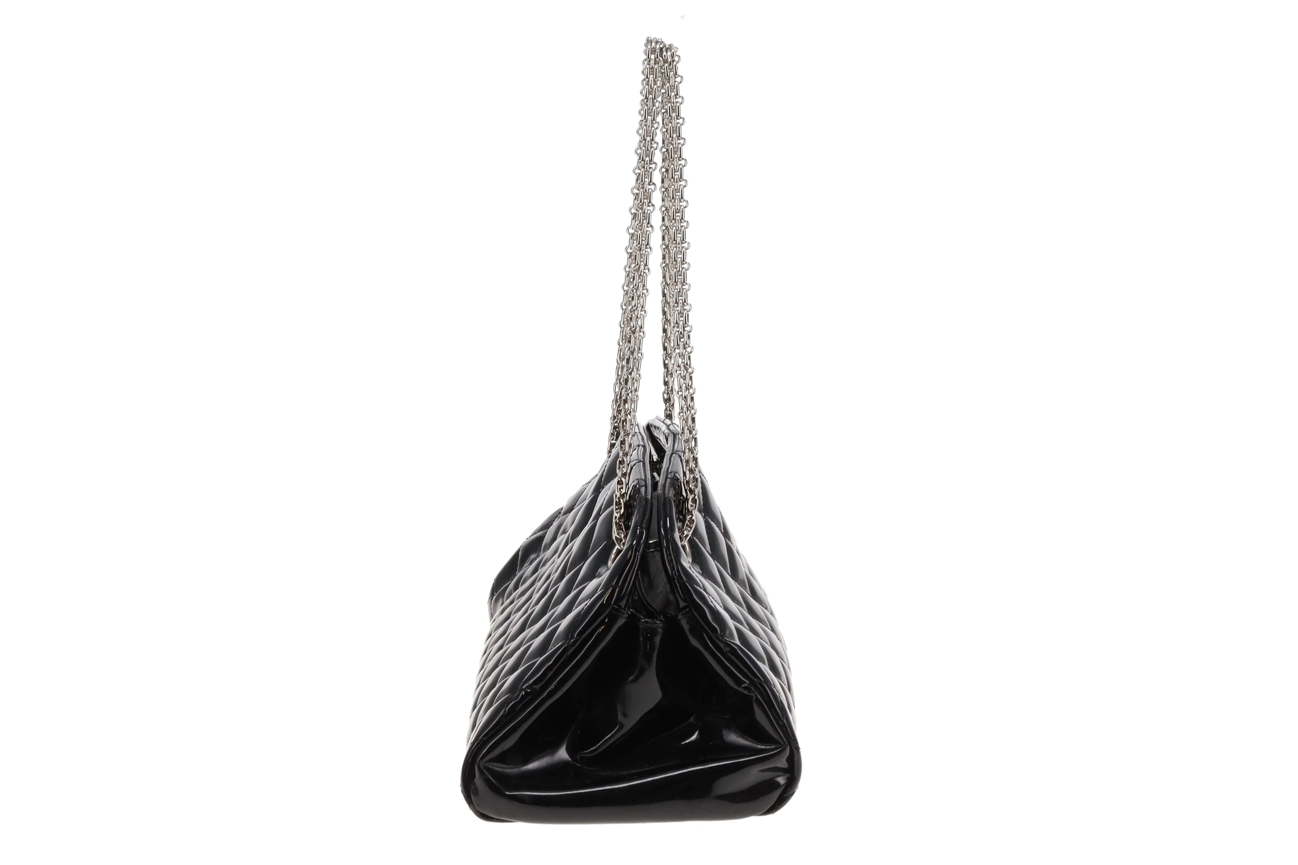 Chanel Mademoiselle Bowling Bag Black Patent Leather SHW 2011 - Image 5