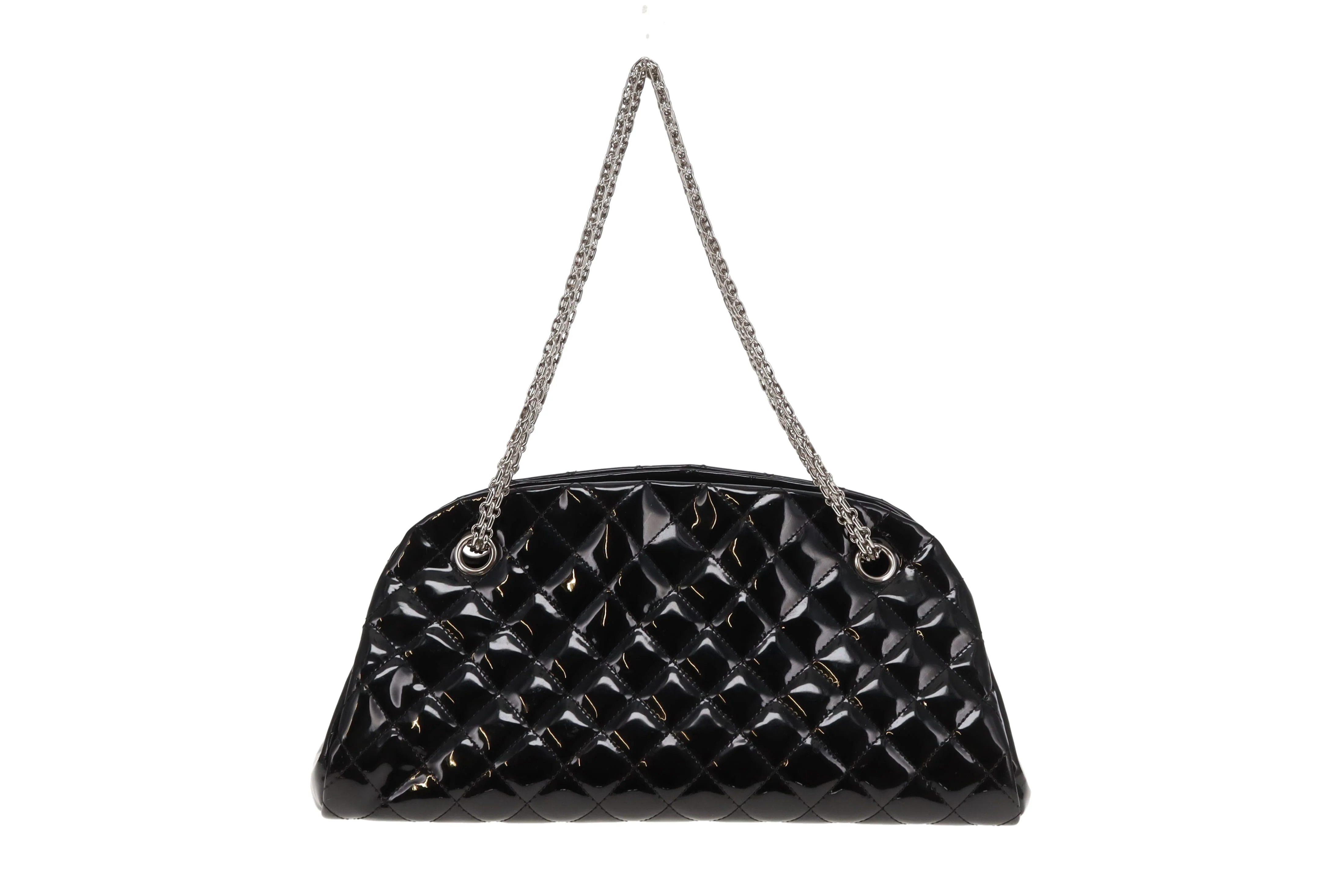Chanel Mademoiselle Bowling Bag Black Patent Leather SHW 2011 - Image 6