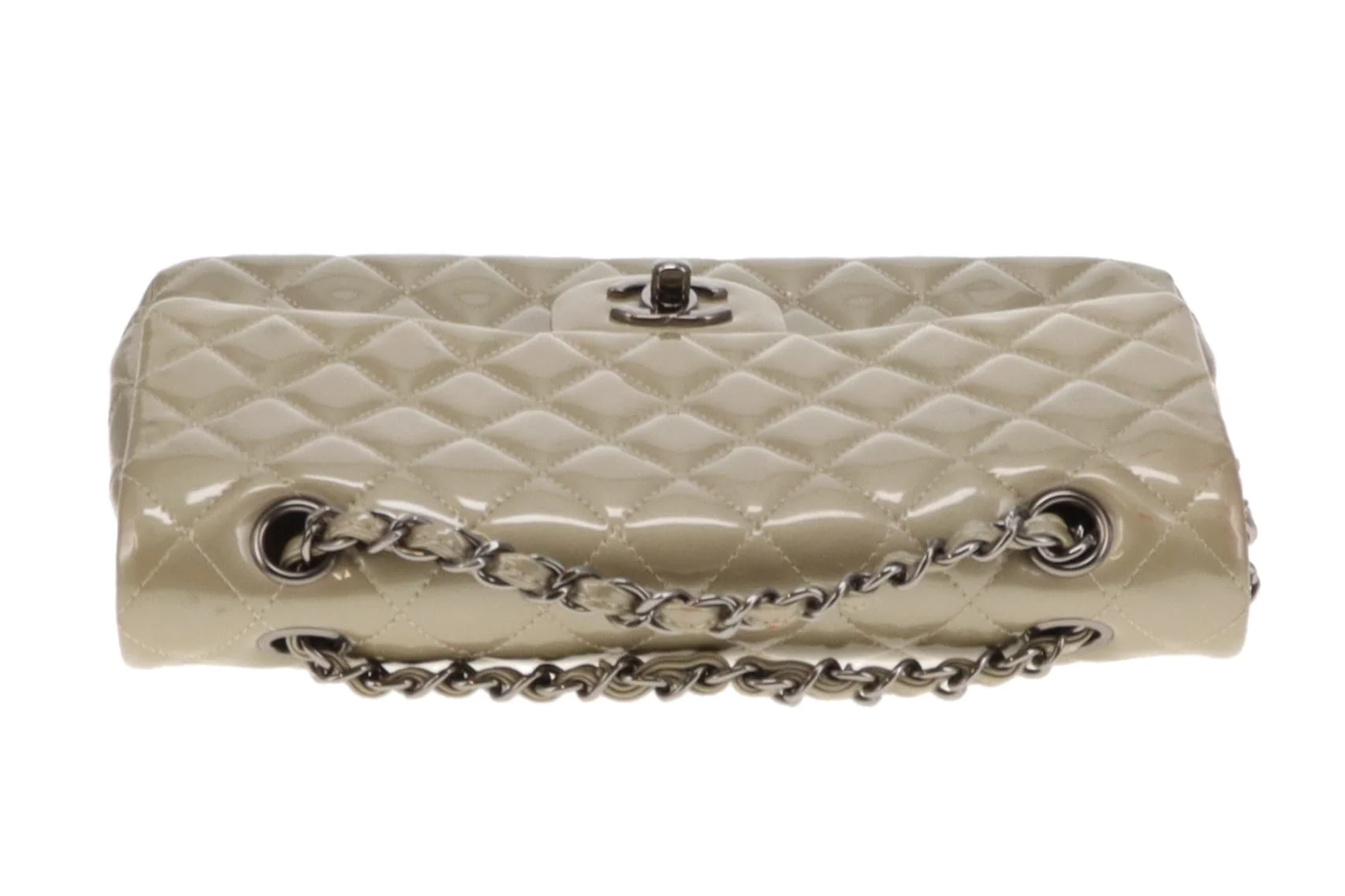 Chanel Classic Medium Double Flap Metallic Sage Green Patent GMH 2012/13 - Image 16