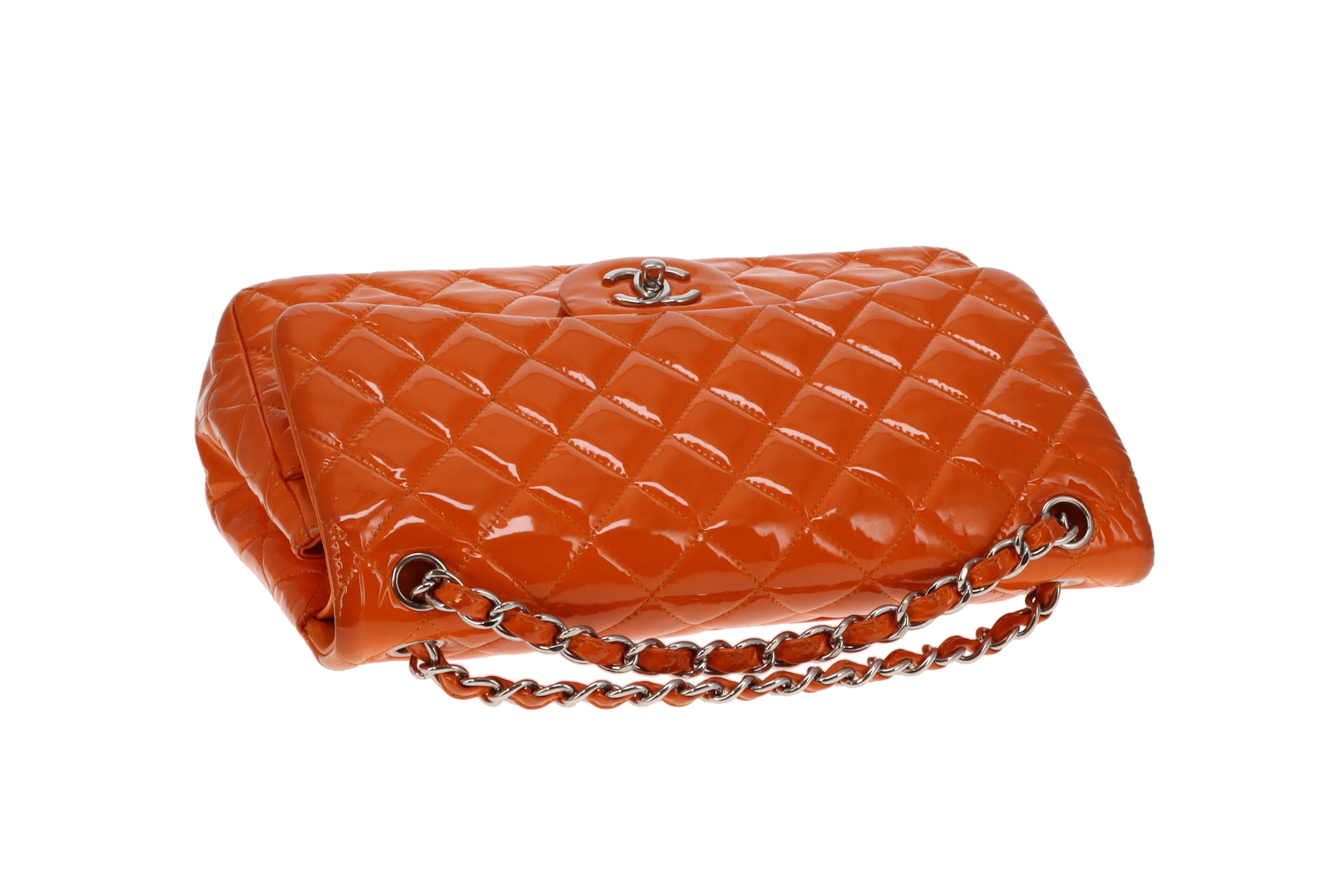 Chanel Classic Jumbo Double Flap Orange Patent SHW 2014 - Image 10