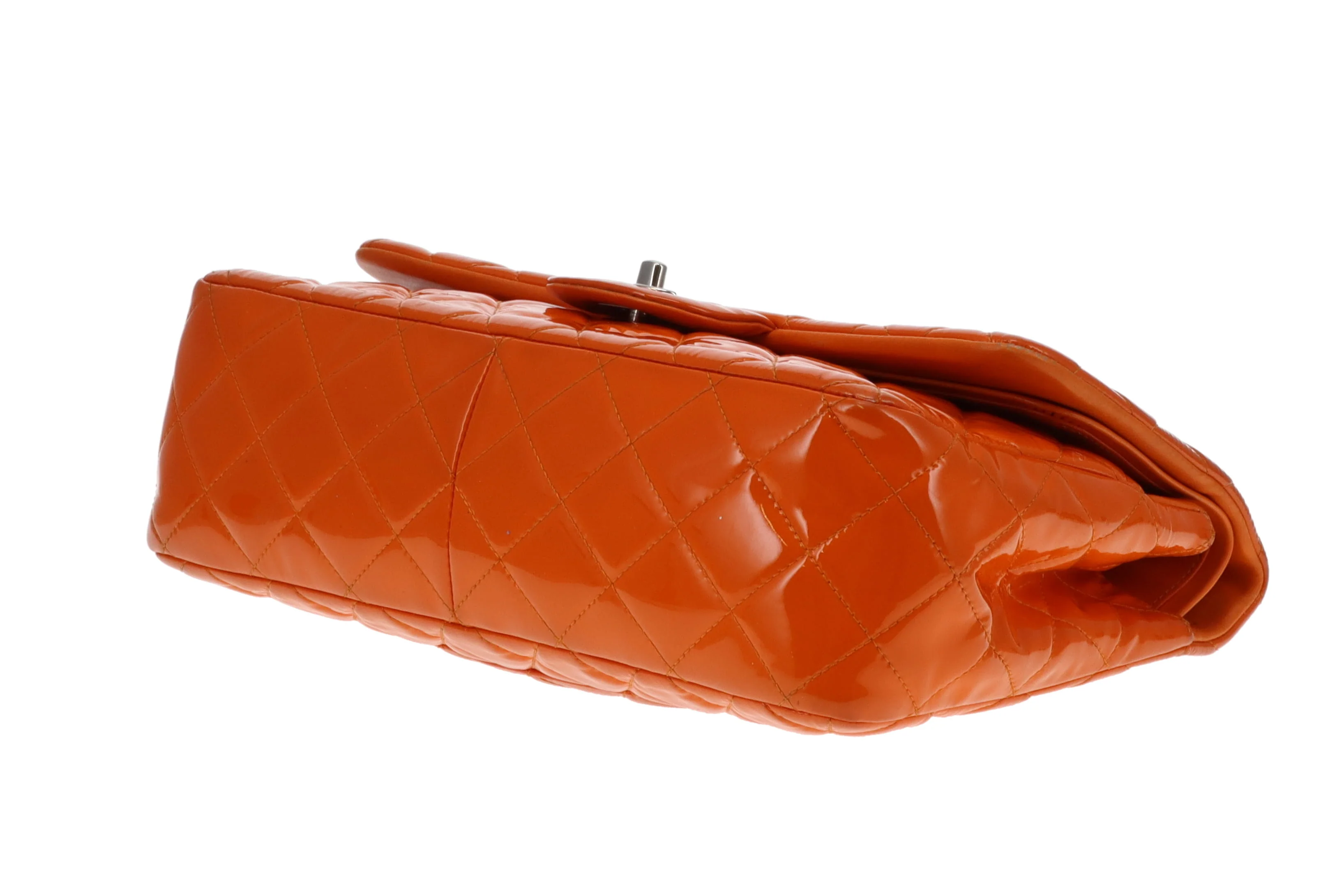 Chanel Classic Jumbo Double Flap Orange Patent SHW 2014 - Image 11