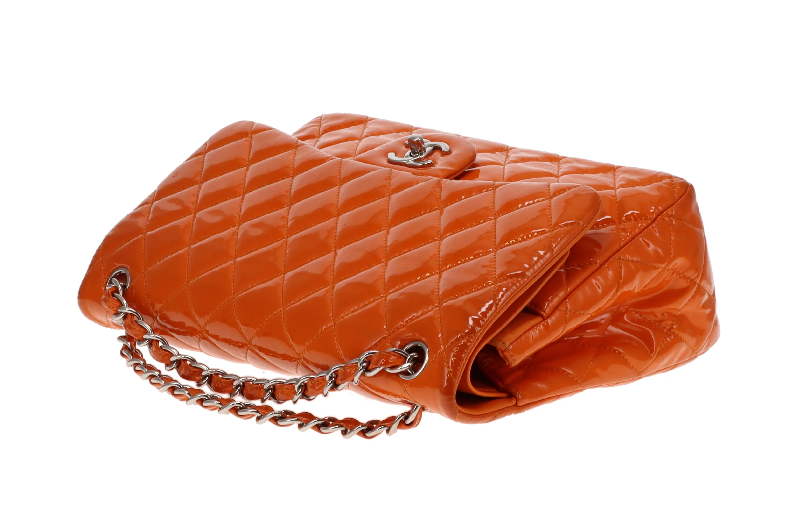 Chanel Classic Jumbo Double Flap Orange Patent SHW 2014 - Image 13