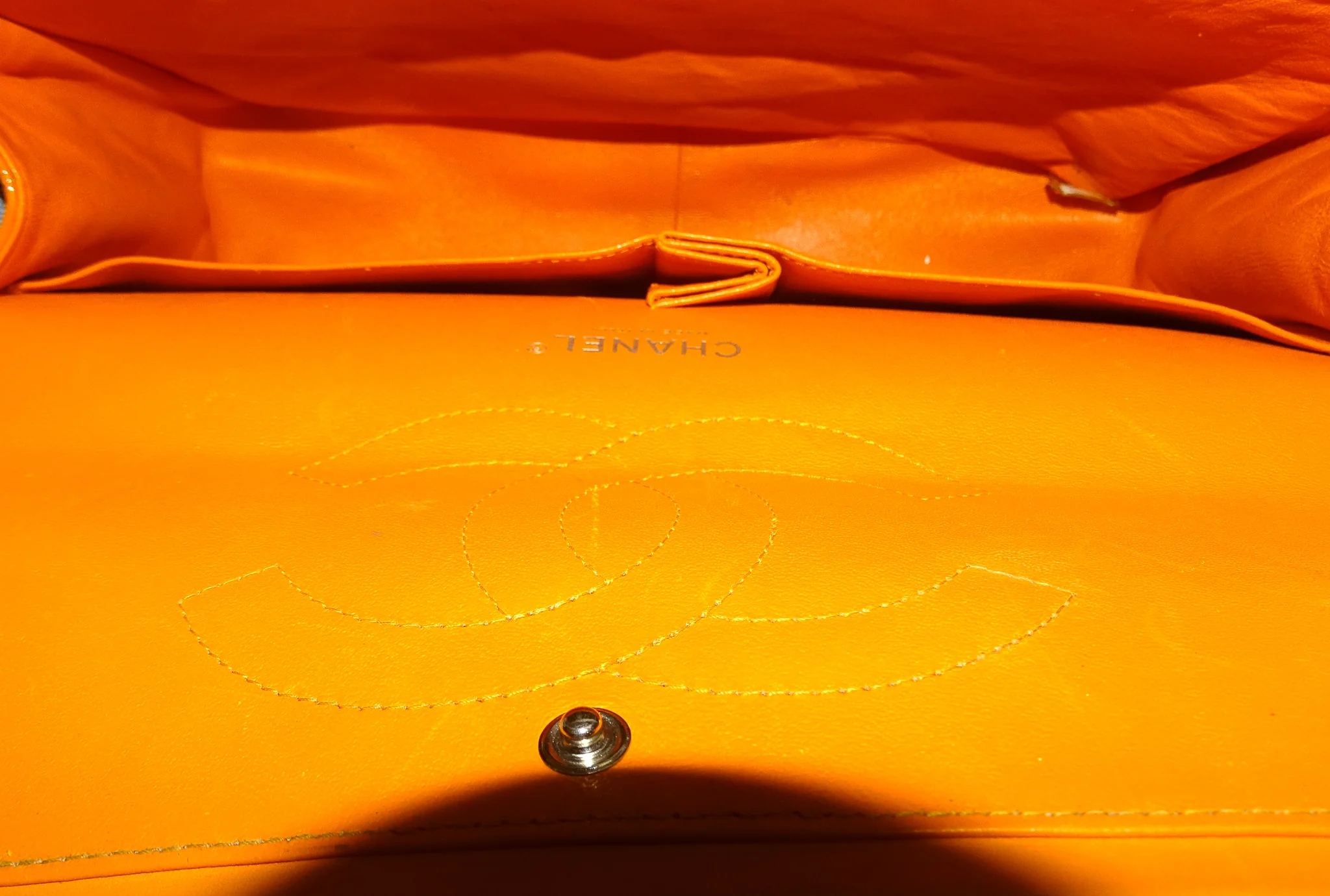 Chanel Classic Jumbo Double Flap Orange Patent SHW 2014 - Image 14