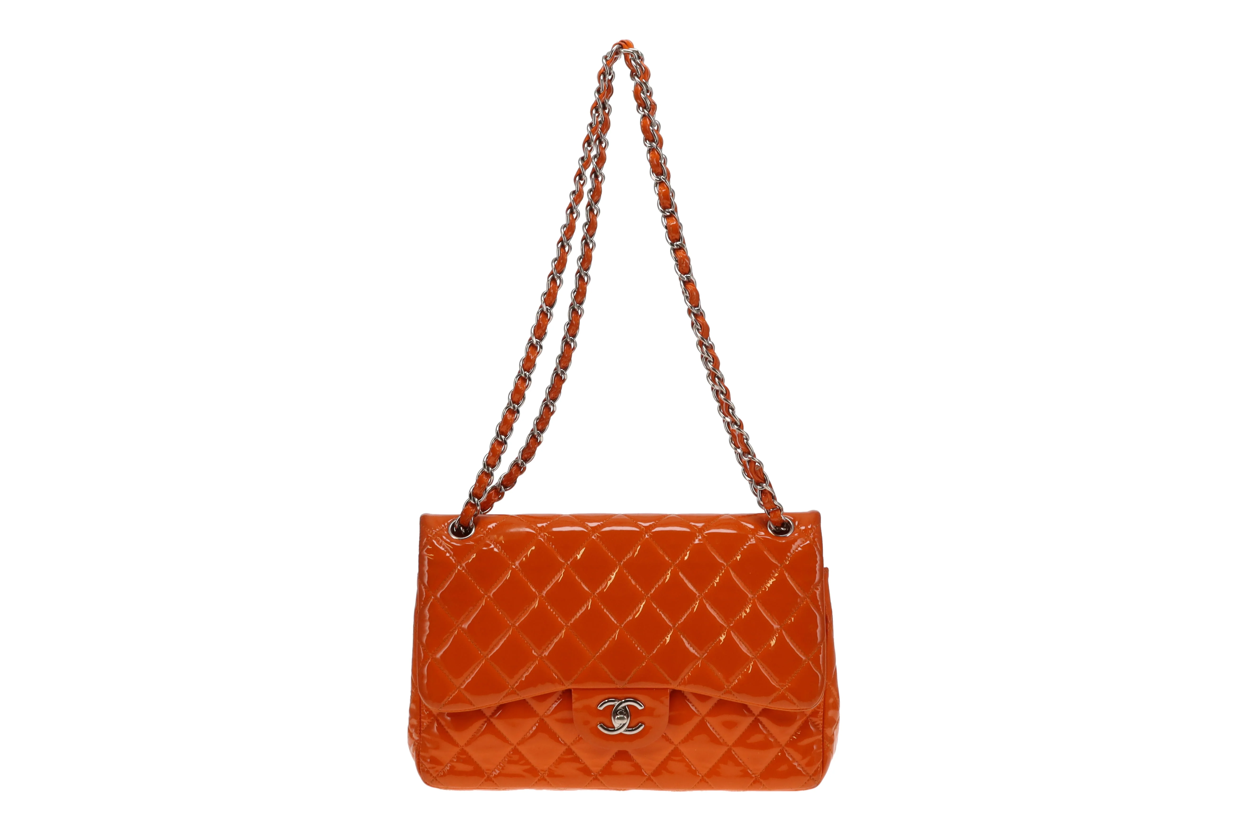 Chanel Classic Jumbo Double Flap Orange Patent SHW 2014 - Image 3