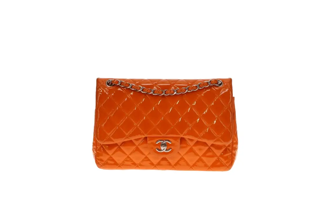 Chanel Classic Jumbo Double Flap Orange Patent SHW 2014 - Image 4