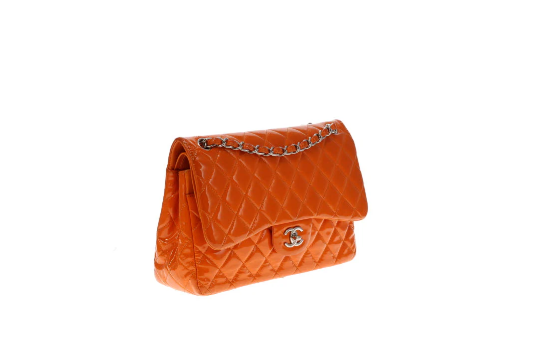 Chanel Classic Jumbo Double Flap Orange Patent SHW 2014 - Image 5