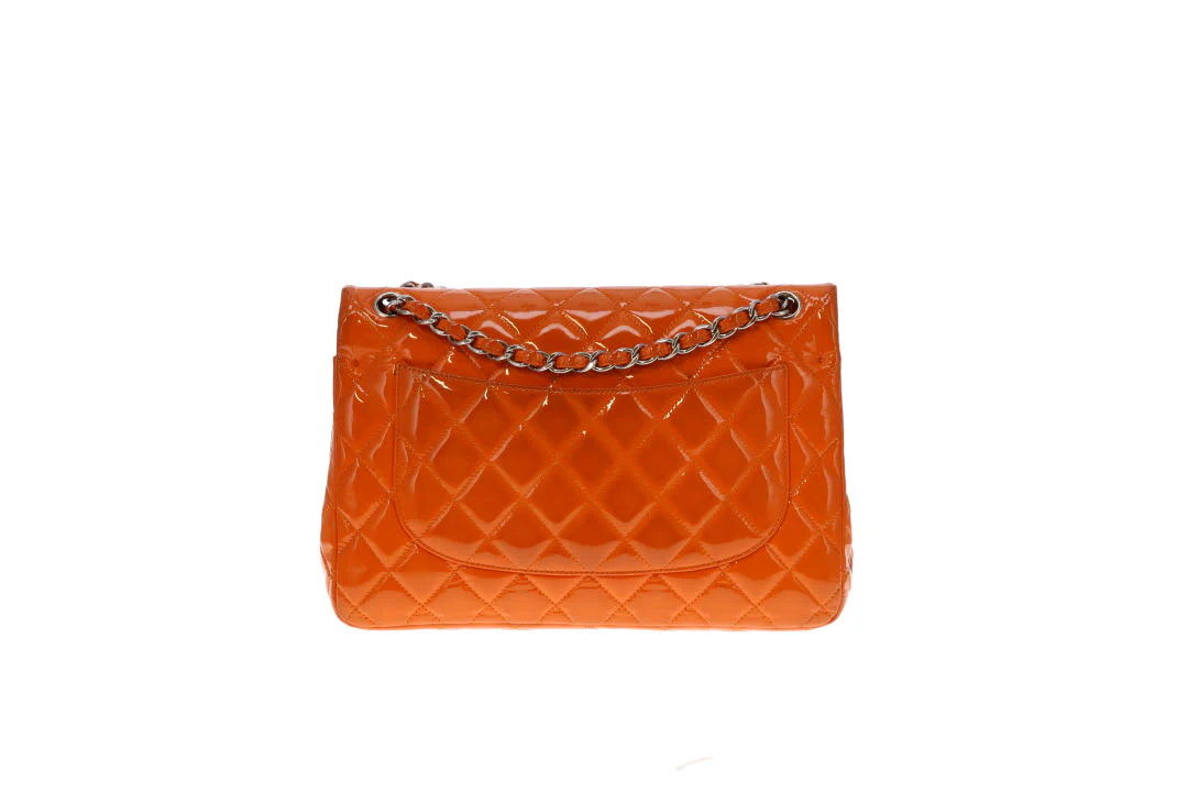 Chanel Classic Jumbo Double Flap Orange Patent SHW 2014 - Image 8