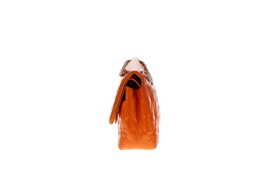 Chanel Classic Jumbo Double Flap Orange Patent SHW 2014 - Image 9