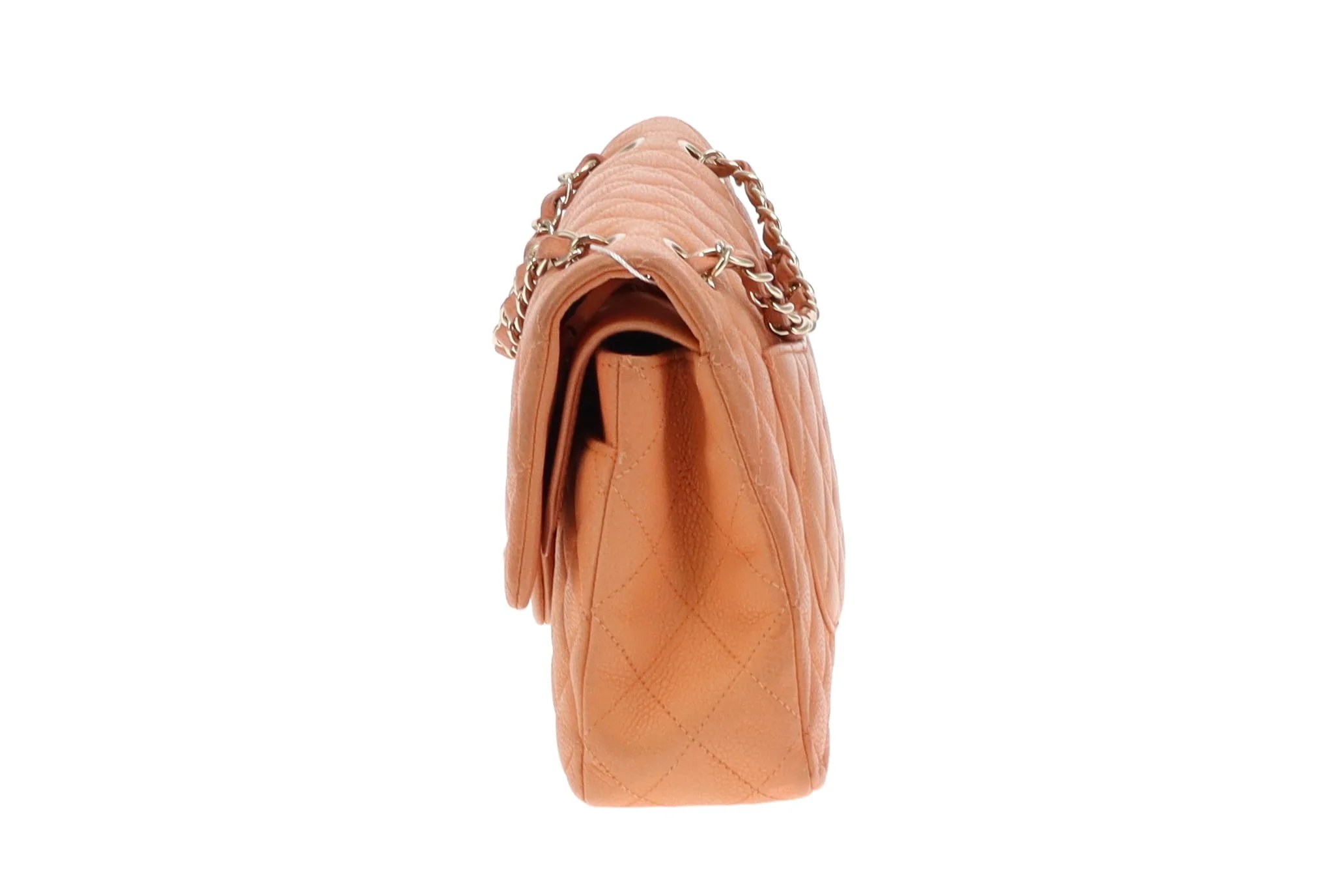 Chanel Classic Medium Double Flap Peach Caviar Leather GH 2012 - Image 10