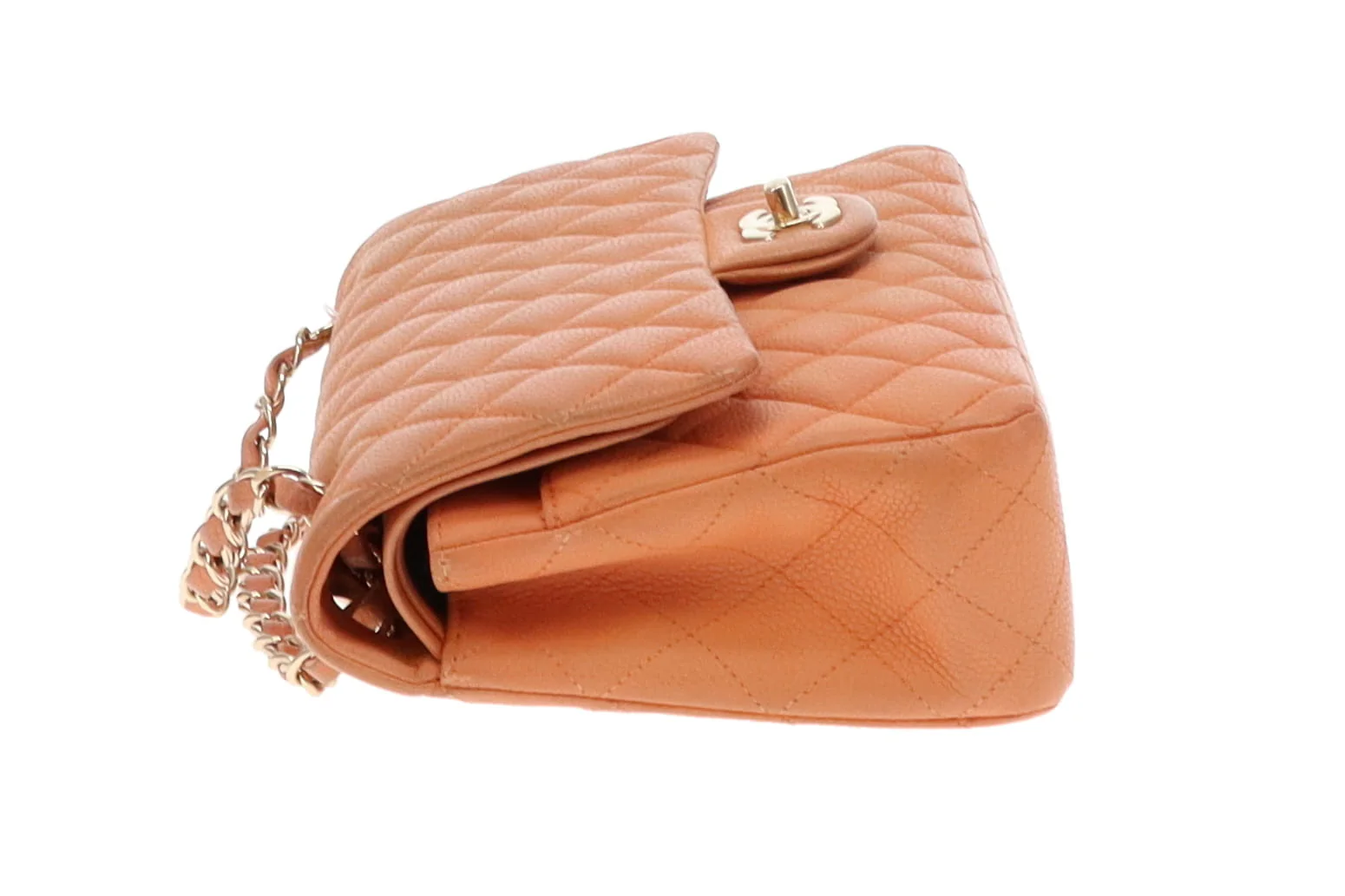 Chanel Classic Medium Double Flap Peach Caviar Leather GH 2012 - Image 14