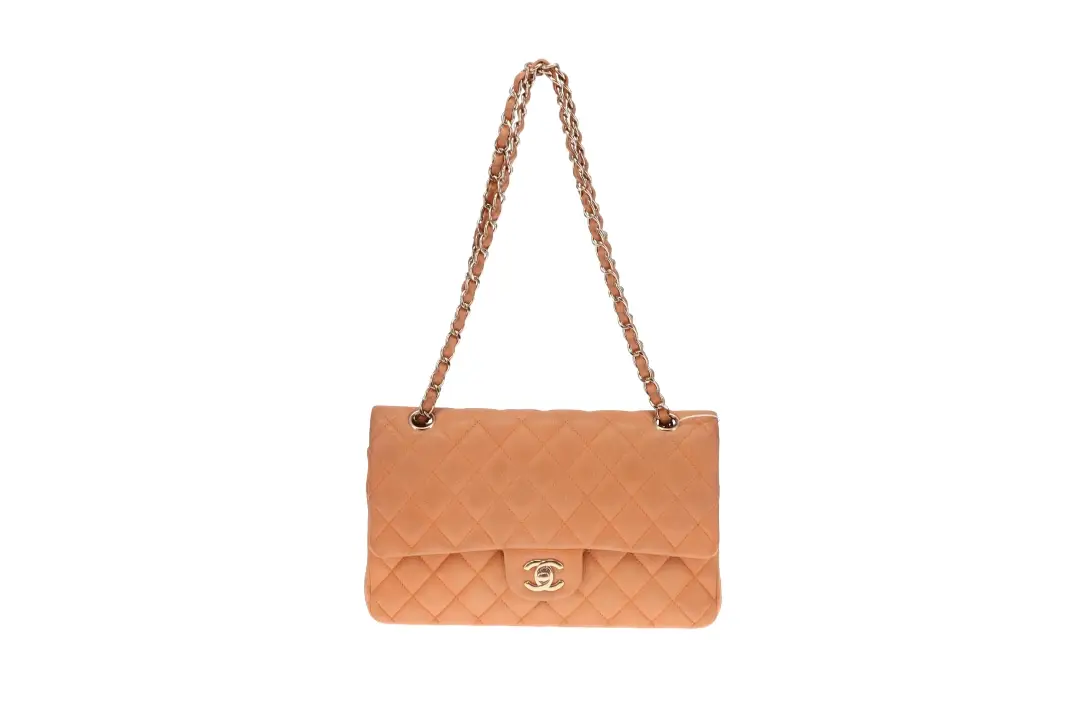 Chanel Classic Medium Double Flap Peach Caviar Leather GH 2012 - Image 5