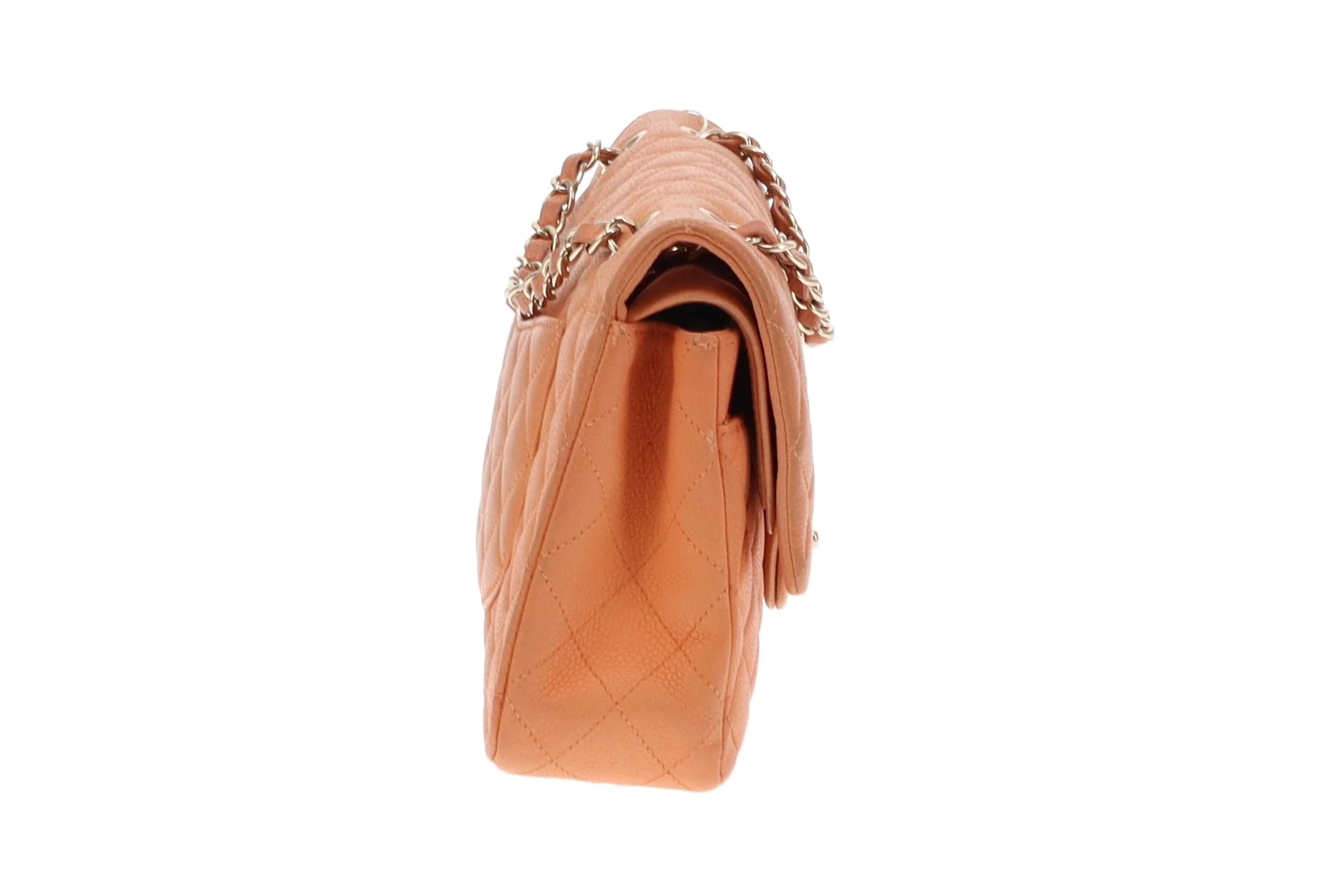 Chanel Classic Medium Double Flap Peach Caviar Leather GH 2012 - Image 7