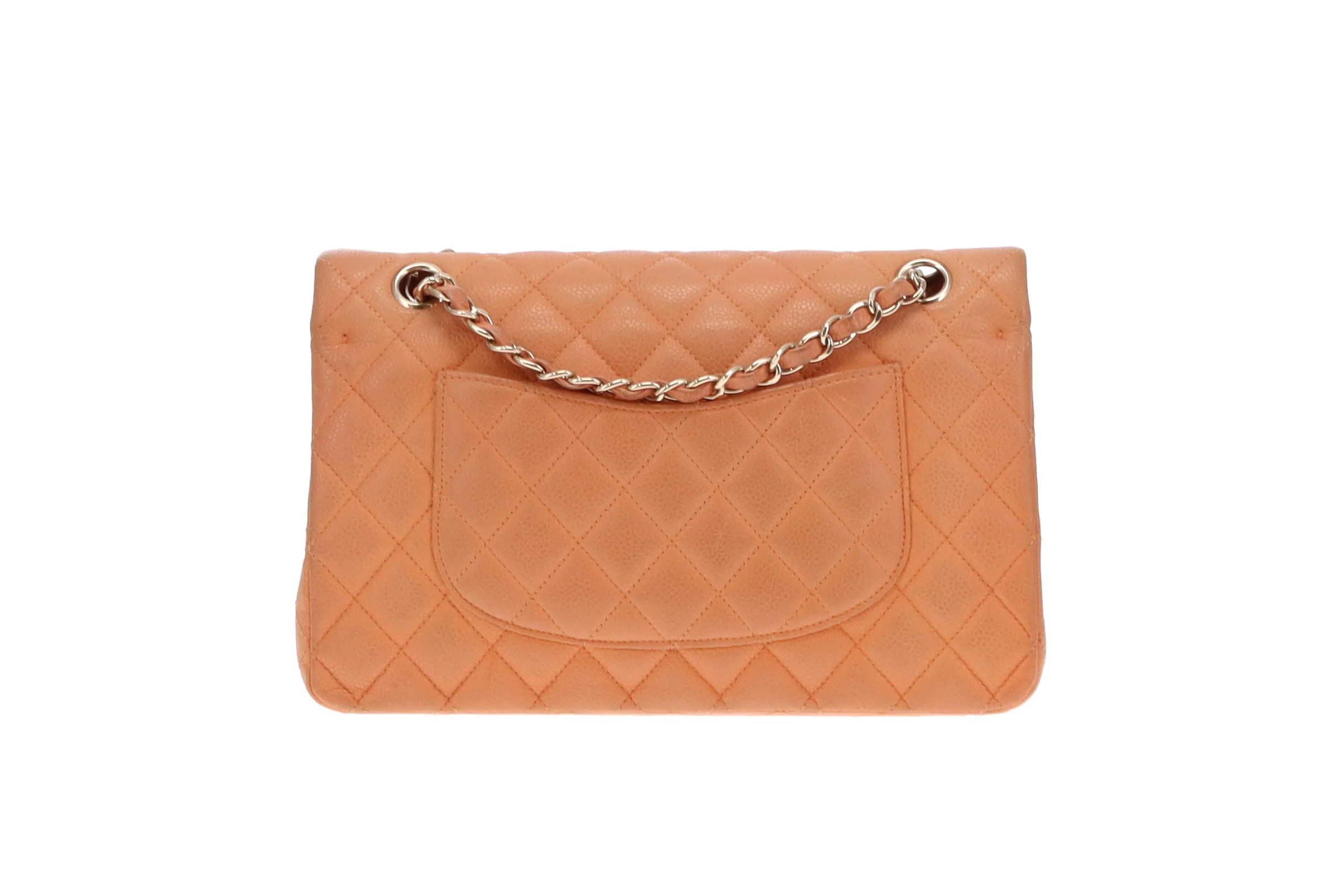 Chanel Classic Medium Double Flap Peach Caviar Leather GH 2012 - Image 8